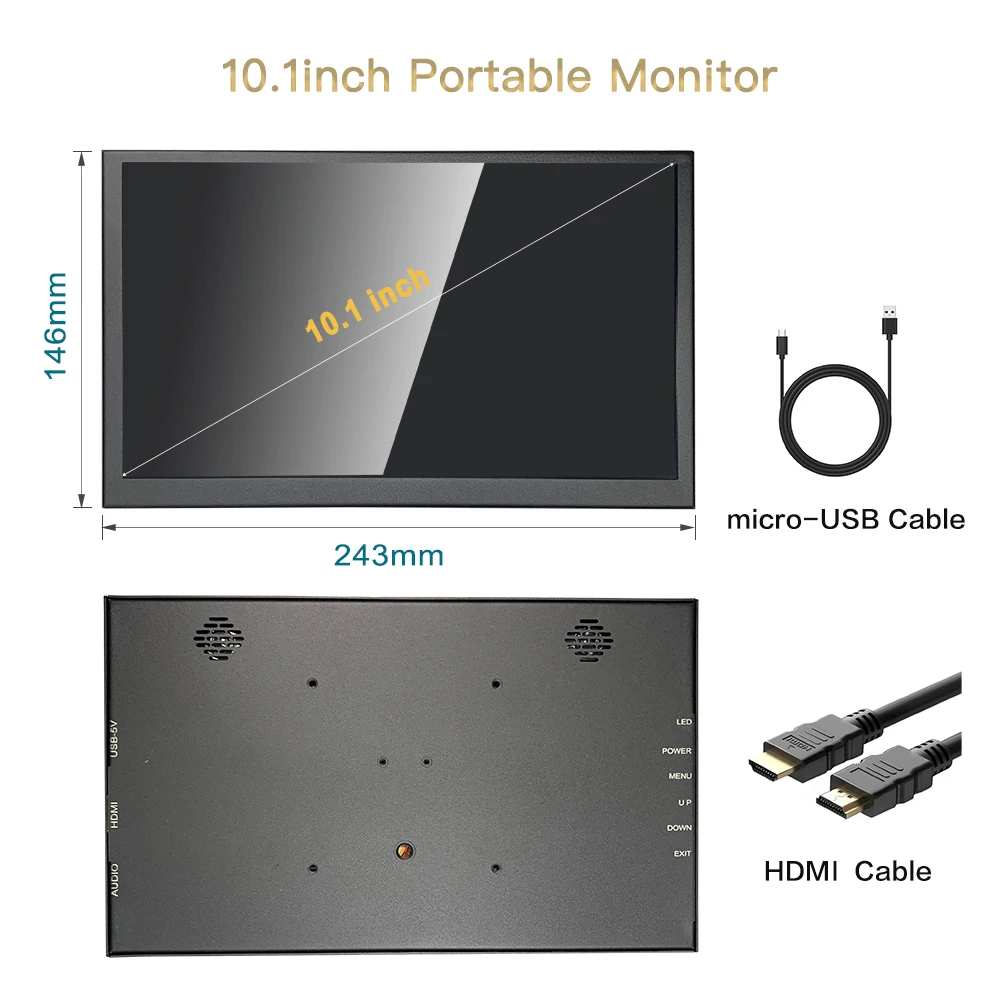 LESOWN-Monitor portátil ultraancho, pantalla táctil de 10,1 pulgadas, 1024x600, Aida64, para ordenador, GPU, Raspberry Pi