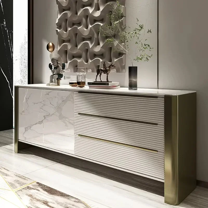 

Light luxury style solid wood porch cabinet, postmodern minimalist rock board storage hopper cabinet, entrance door Hot sales