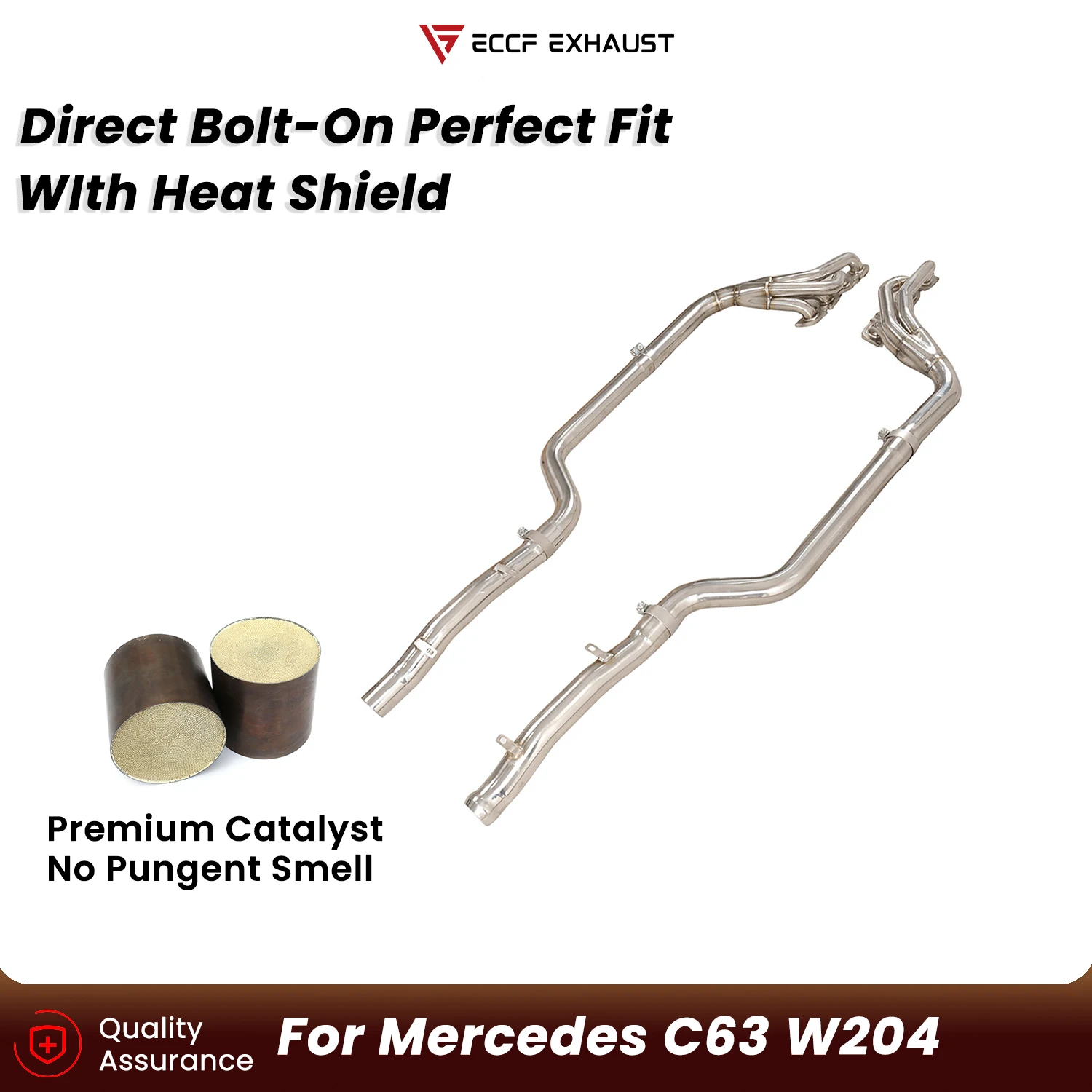 Cabeceras deportivas de acero inoxidable ECCF para Mercedes C63 W204 Plug and Play con sonido de escape agresivo