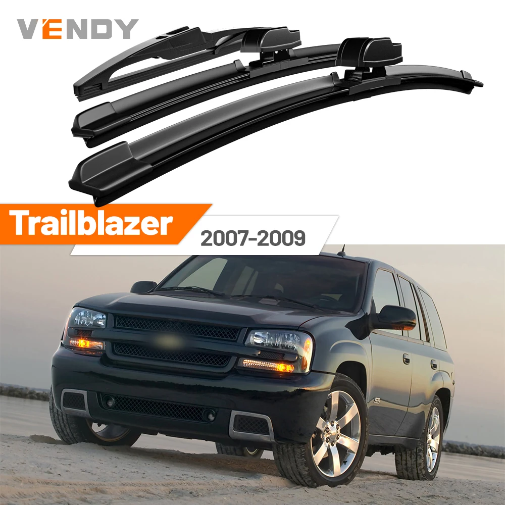 

For Chevrolet Trailblazer 2007 2008 2009 Front & Rear Windshield Wiper Blades Windscreen Wipers Set Accessories