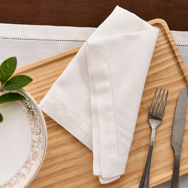 6pcs High Quality Linen Napkins Wedding Banquets Family Drawstring Perforated Napkins Placemats 35*35（CM）