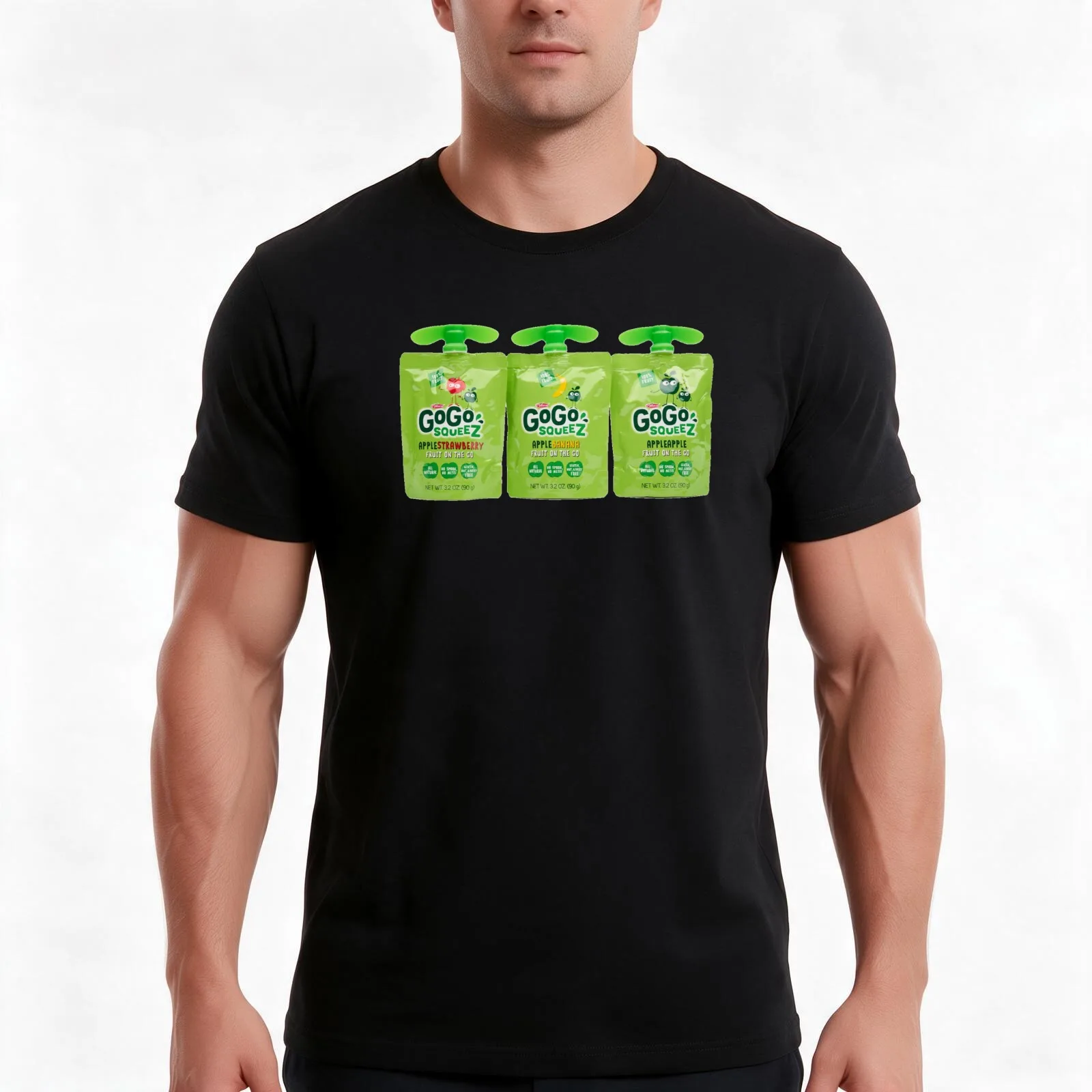 GoGo Squeez T-Shirt, Summer Casual Cotton Tee, Oversized Streetwear Tops, Vintage Graphic Print, Loose Fit Short Sleeve