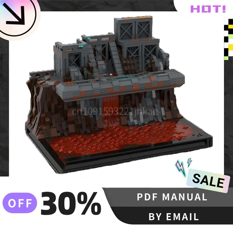 

[2459 шт.] индивидуальный набор MOC Duel on Mustafar, креативные строительные блоки STEM, развивающие игрушки, комплект строительной модели «сделай сам», на день рождения