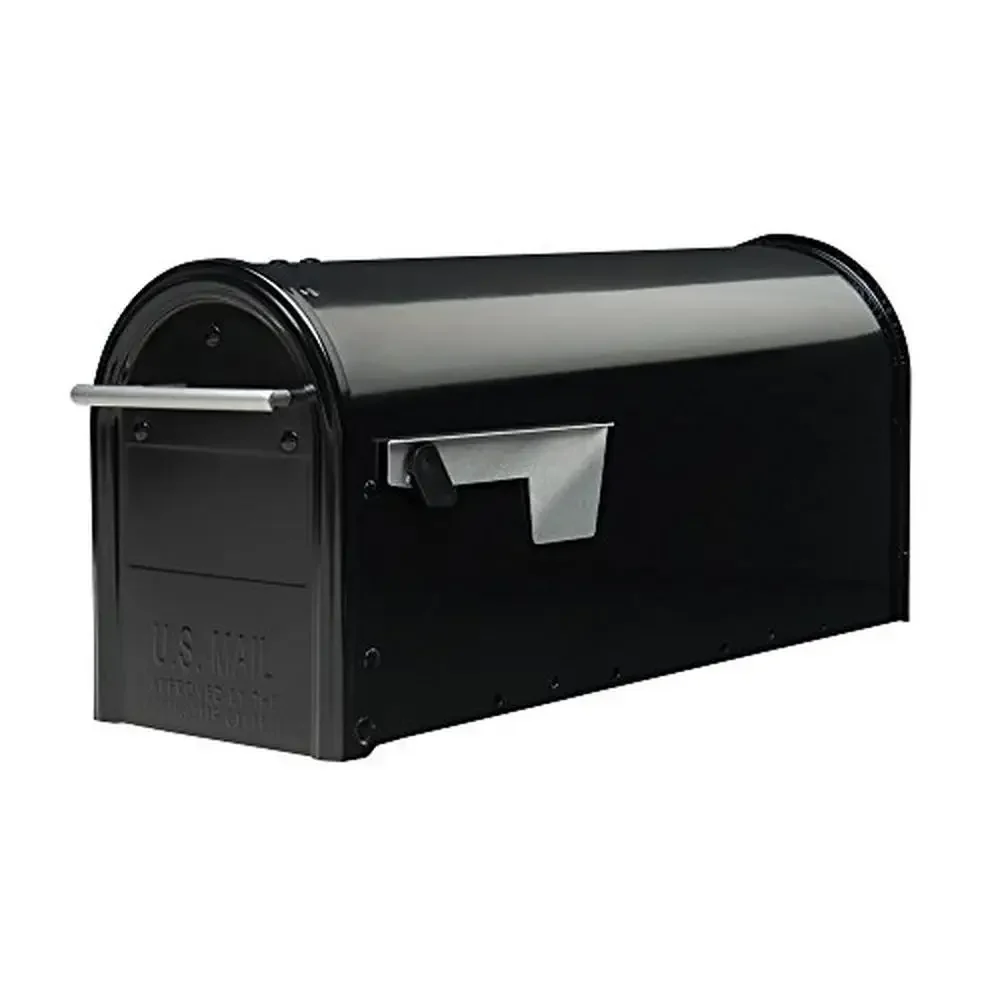 

Galvanized Steel Mailbox Medium Capacity Powder-Coated Black Finish Magnetic Latch Satin Nickel Hardware Easy Installation Post