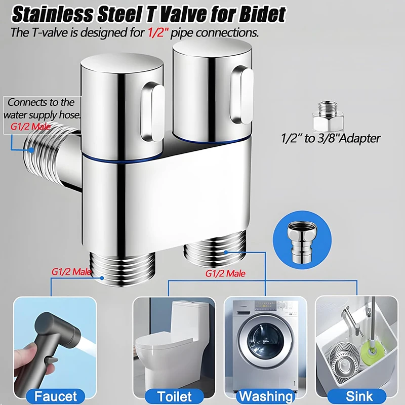 بخاخ بيديت - رذاذ نفاث للمرحاض، ضغط مياه قابل للتعديل، سهل التركيب - صنبور المرحاض، مرفق بيديت للمرحاض #3