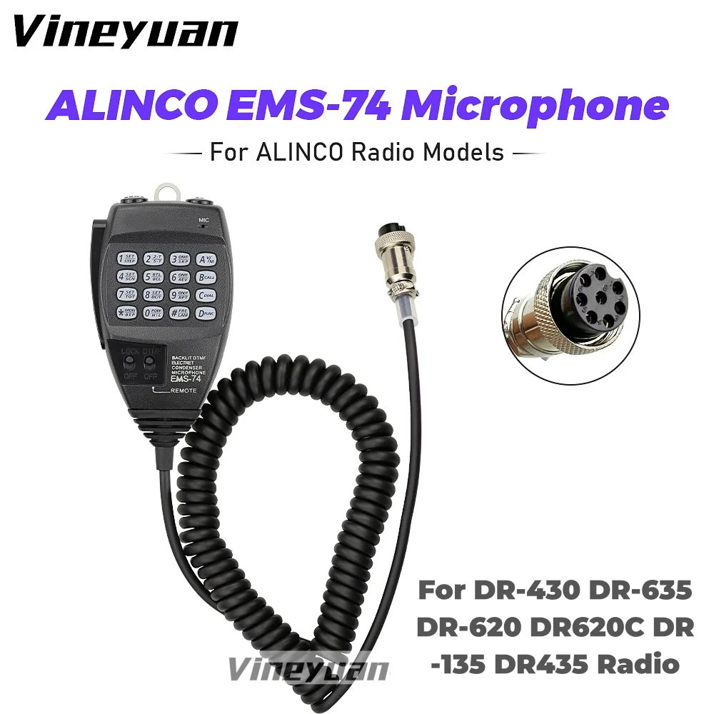 

ALINCO EMS-74 8Pin Backlit Speaker DTMF Mic Microphone for Alinco DR-430 DR-435 DR-620 DR-635 DR620C DR-135 DR635E DR620E Radios