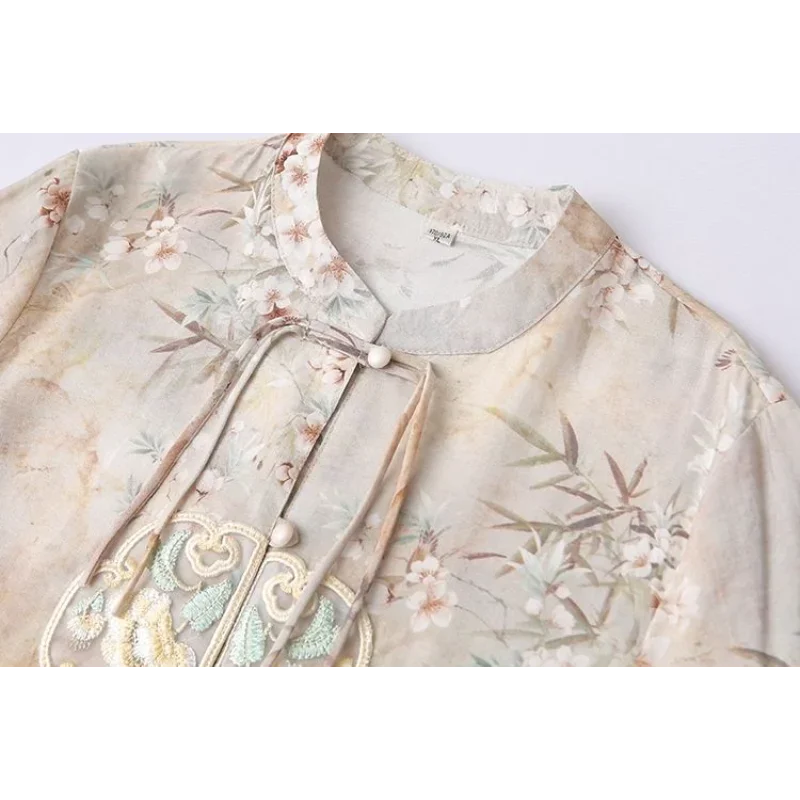 

Fashionable Shirt Mother Medium Short-sleeved Women's National Style Top Middle-aged New Chinese Summer Dress