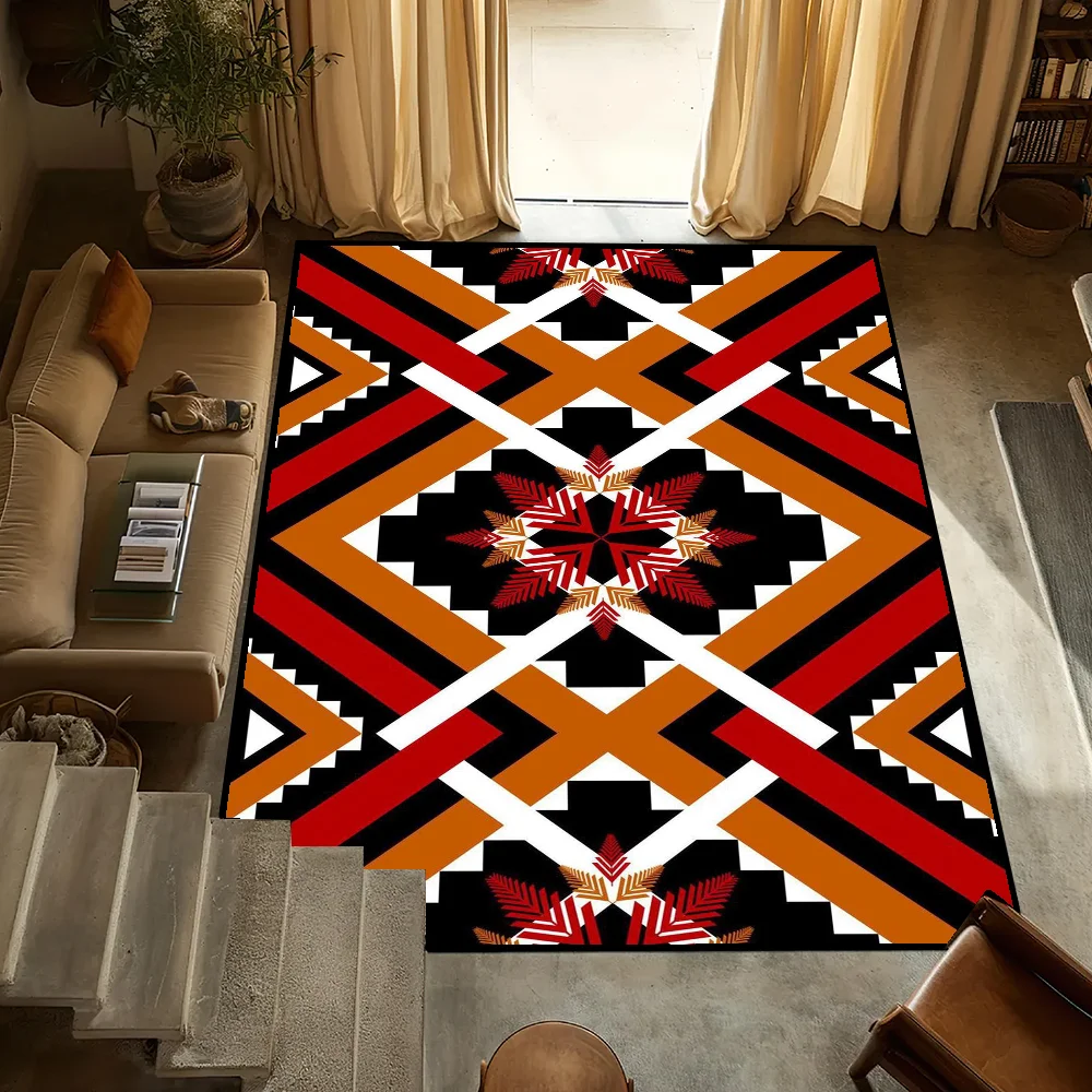 

Mexican small Bedside Kitchen Bath Living Geometric Ethnic Home House Bedroom Floor Mat Doormat Large Carpet Rug Decoration