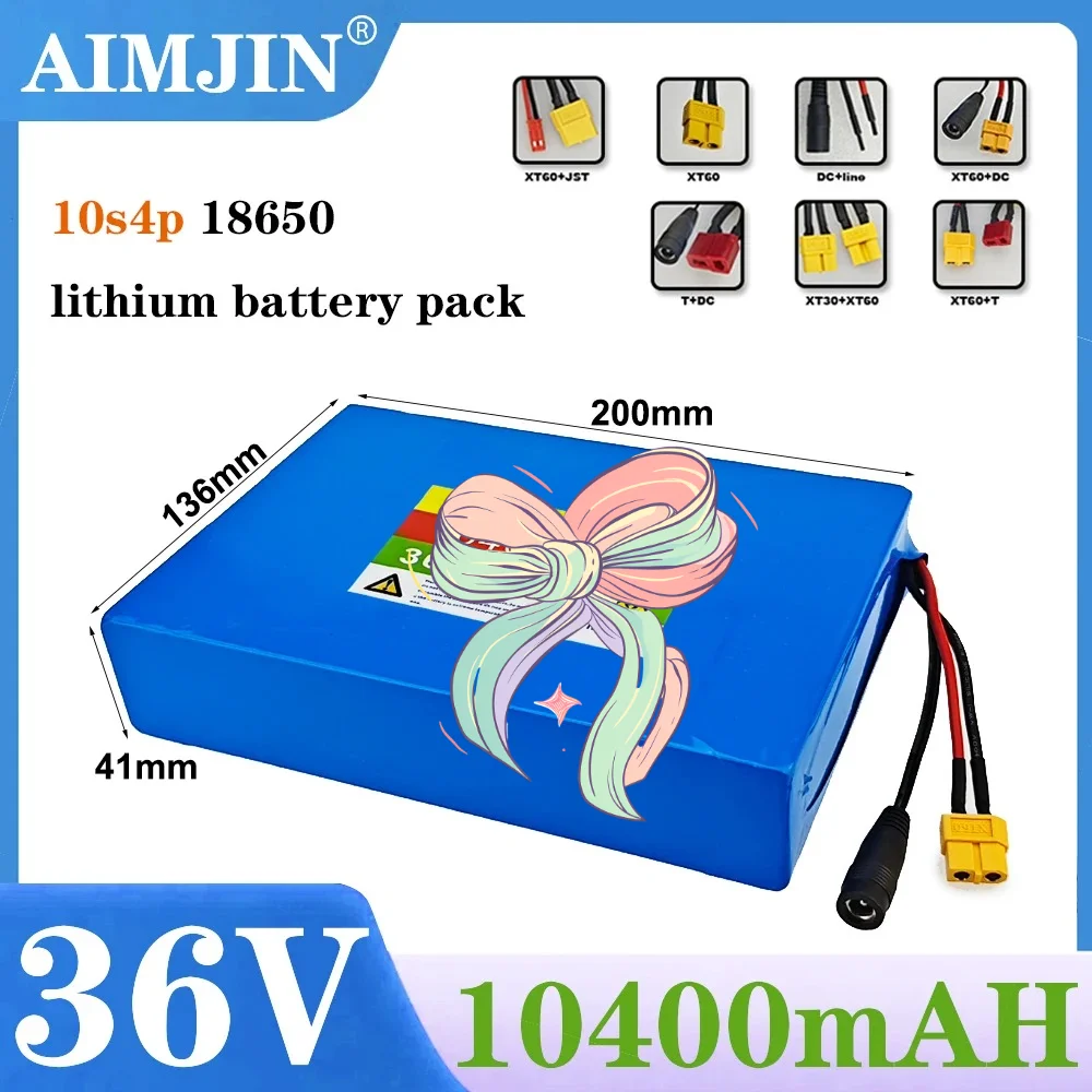 18650 Lithium ion New 36V Battery 10S4P Battery Pack 10.4Ah 500W 750W for e-bike Electric Car Bicycle Motor Scooter