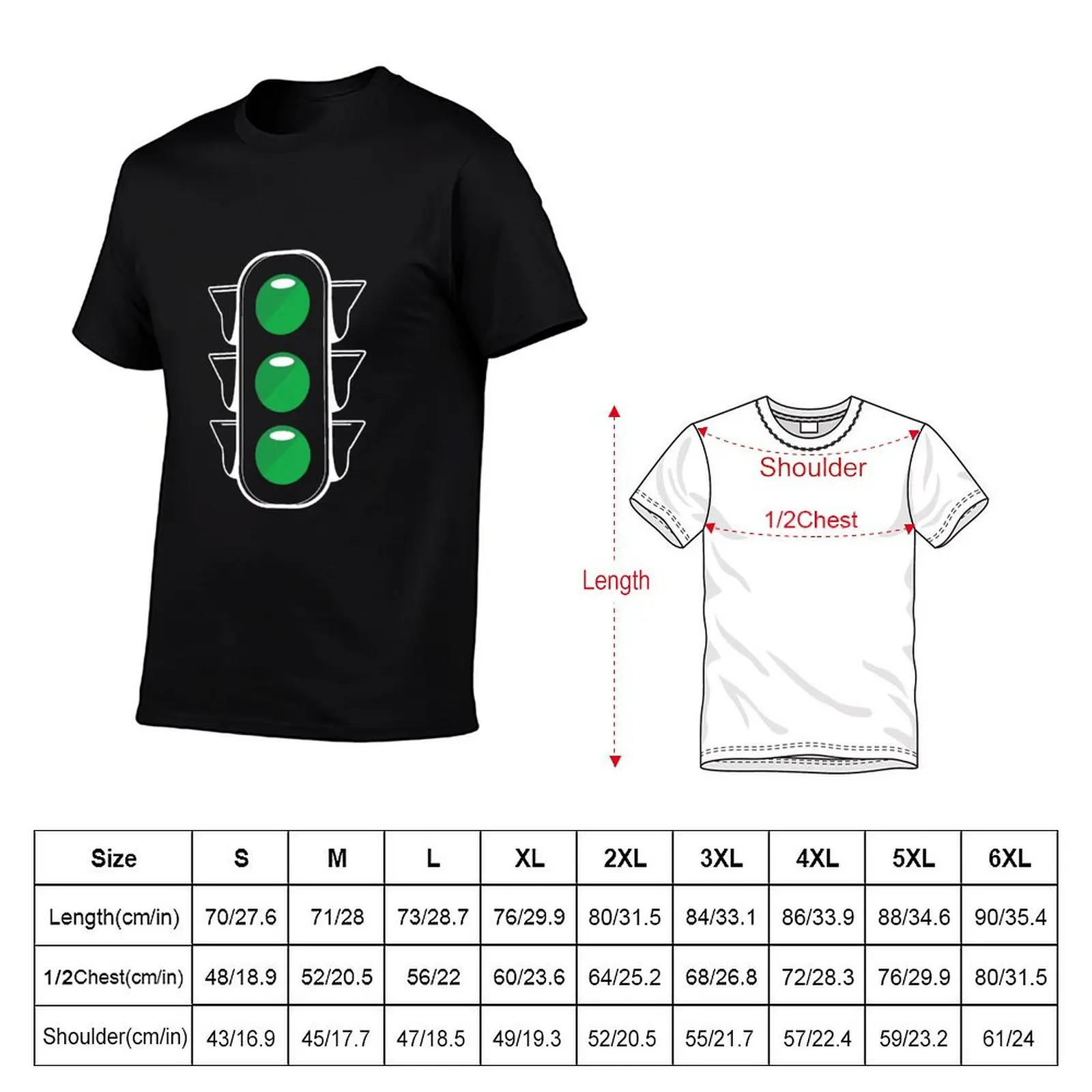 Green Light Graphic Minimal T-Shirt Street Fashion Casual Tee Shirt
