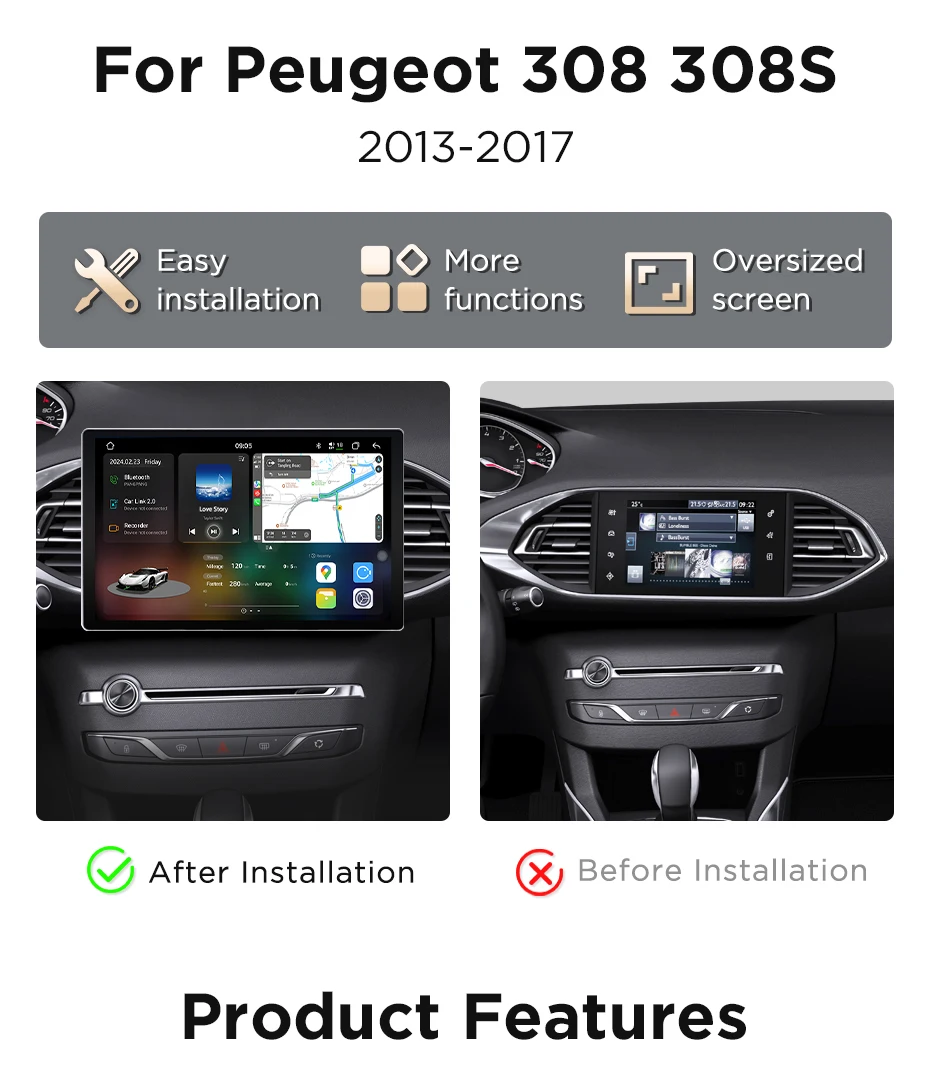 Junsun 7870 2K Drahtlose CarPlay Android Auto Auto Intelligente Systeme Für Peugeot 308 308S 2013 2014 2015-2017 RDS FM Multimedia – Detail 4