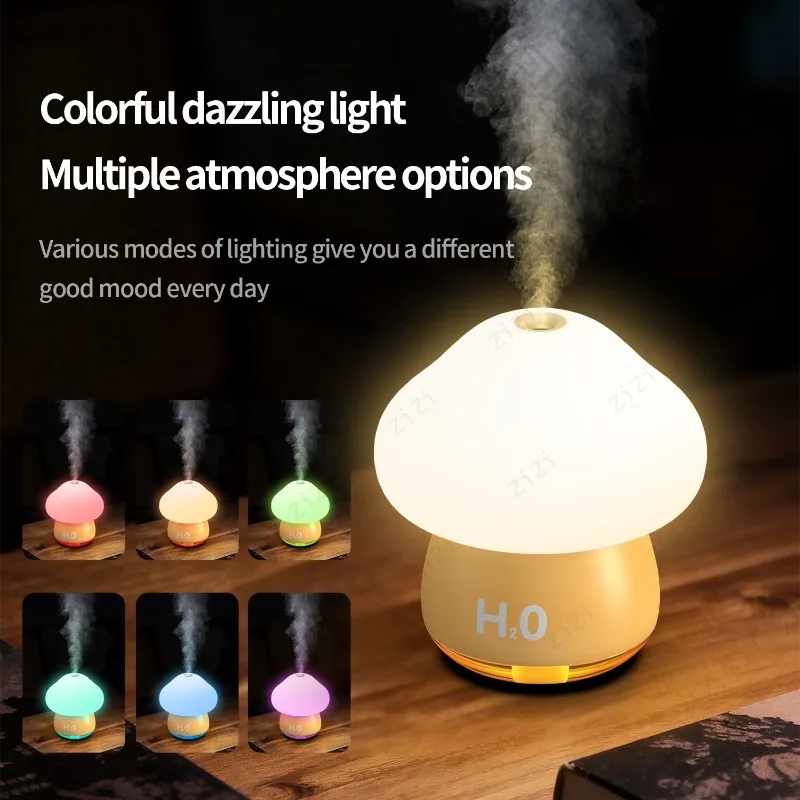 Mushroom Shaped Shooting Lamp Humidifier USB Charging Silent Desktop Humidifier Creative Ornament Small Night Light Humidifier
