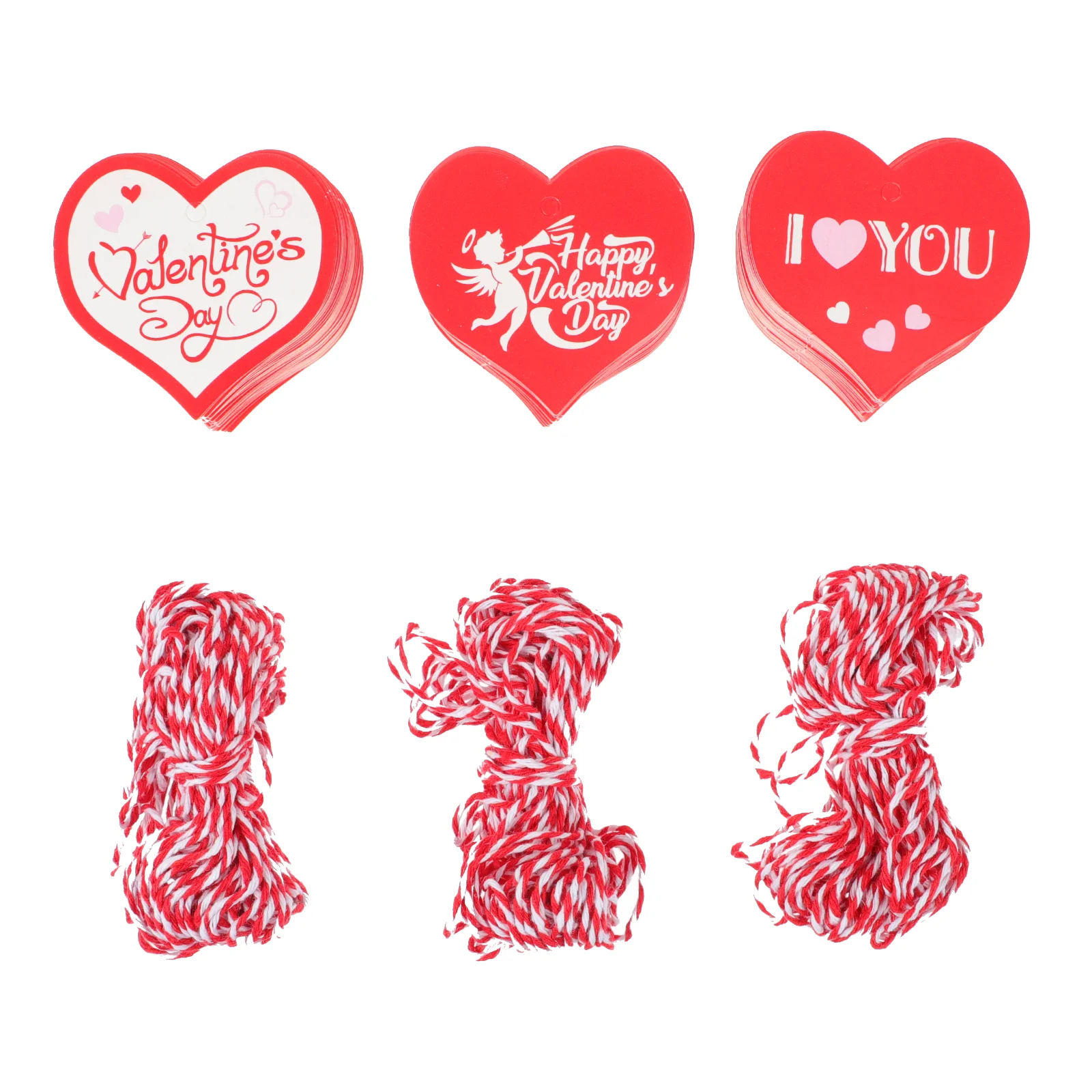 3 Bags Cutouts Heart Tag Gift Packaging Tags Jute Thread Hanging Pendant Label Stickers of The Lid