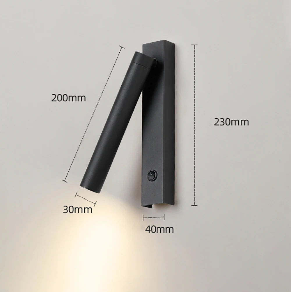 Minimalista Nordic Wall Lamp com ângulo ajustável, cabeceira Reading Light, Rotatable Spotlight, cabeceira Lamp, Corredor e Quarto