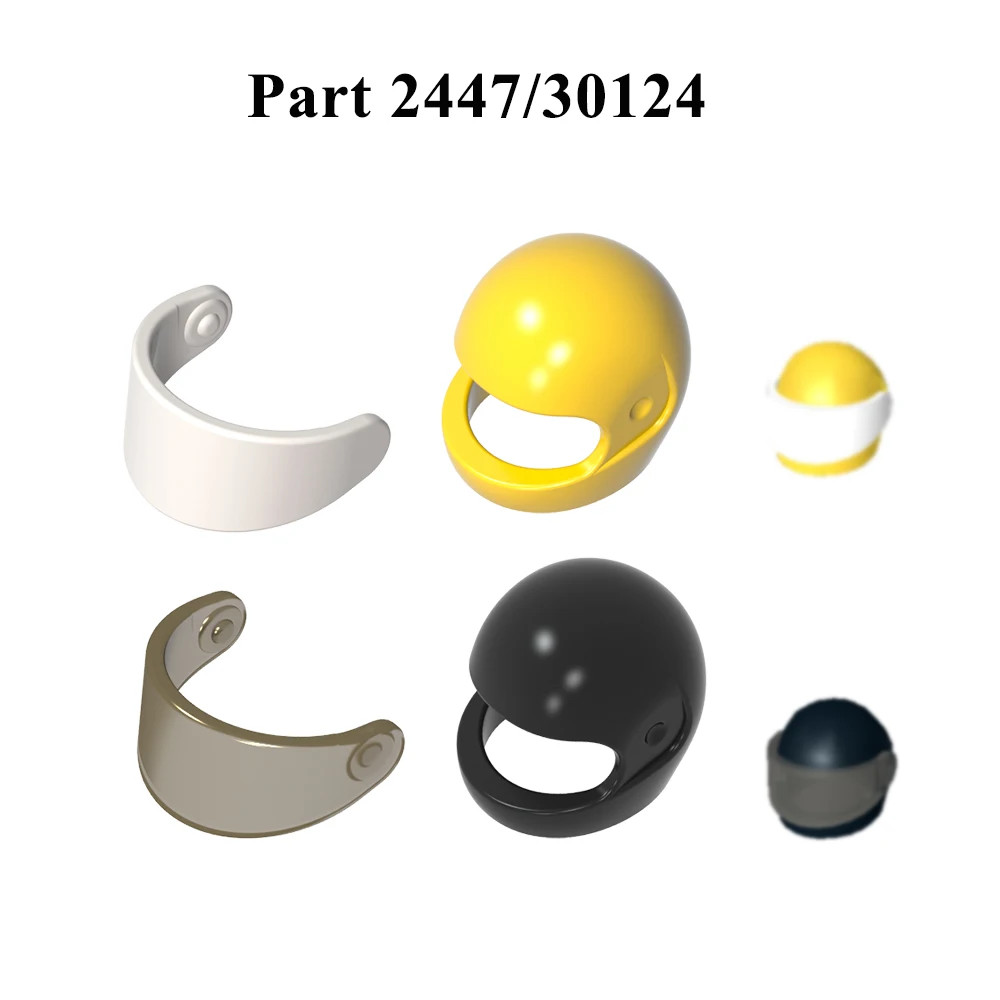 Części do klocków 2447 30124 30 szt. Akcesoria do nakryć głowy Wizjer do standardowego kasku DIY Minifigurka Części do budowania głowy Model Zestawy soczewek