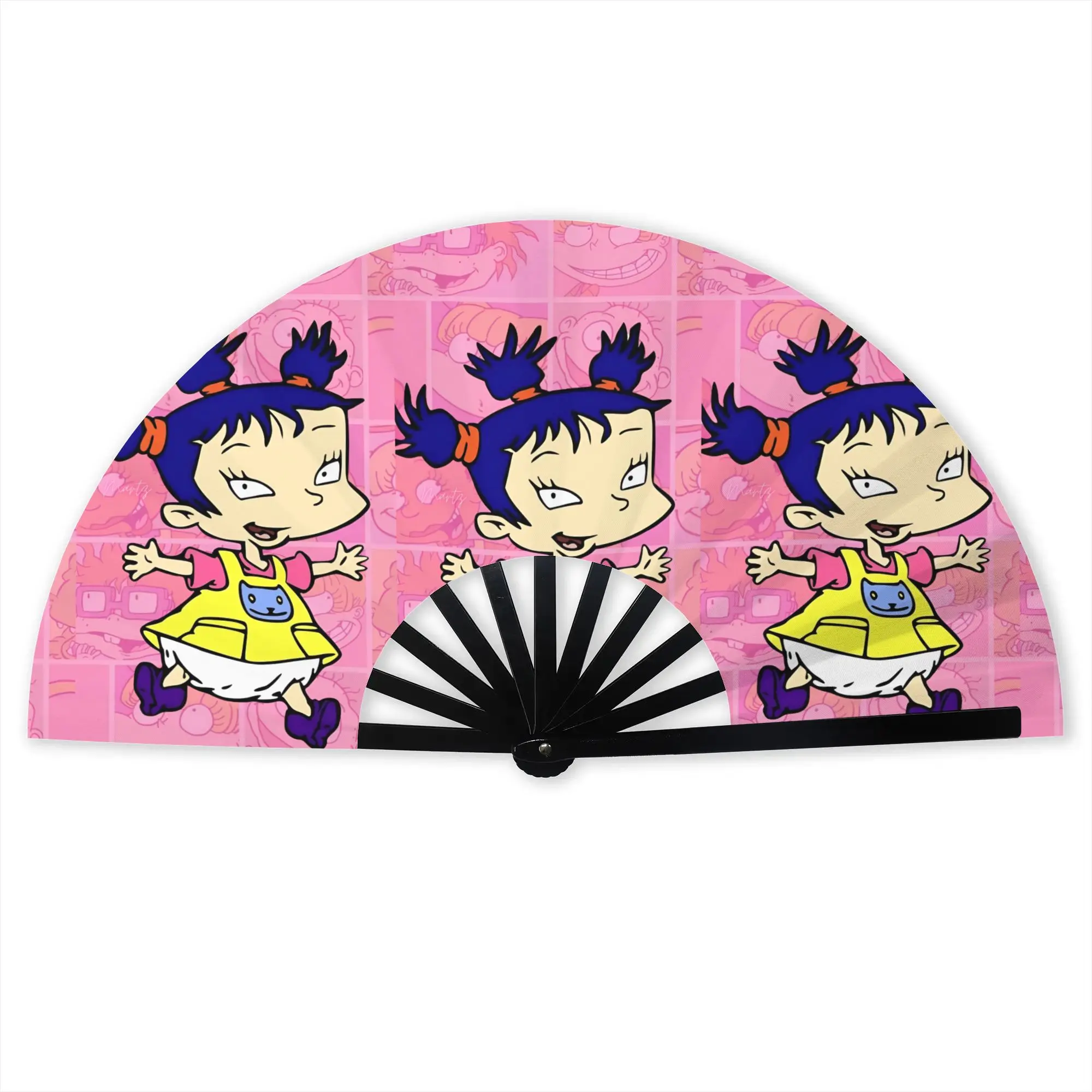 R-Rugrated Anime Mangas Folding Hand Fan  DIY  Polyester Fabric Fan Funny Summer Accessory Decorative Fans