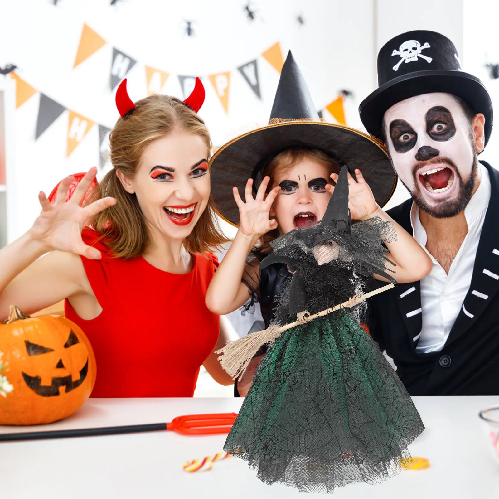 

Декоративный настольный аксессуар в виде ведьмы на Хэллоуин, износостойкий, для праздничного декора дома и торжеств