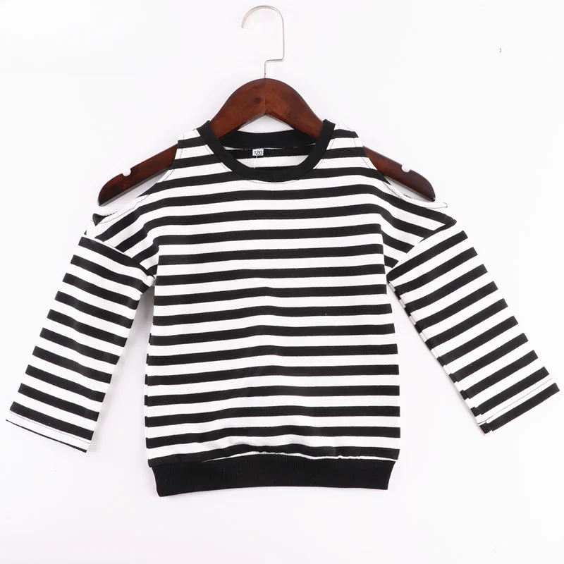 Girls Shirt Striped Shoulderless Tops Girl\'s Shirt Outfits Shirt for Children Kids Full Sleeve Clothes Casual