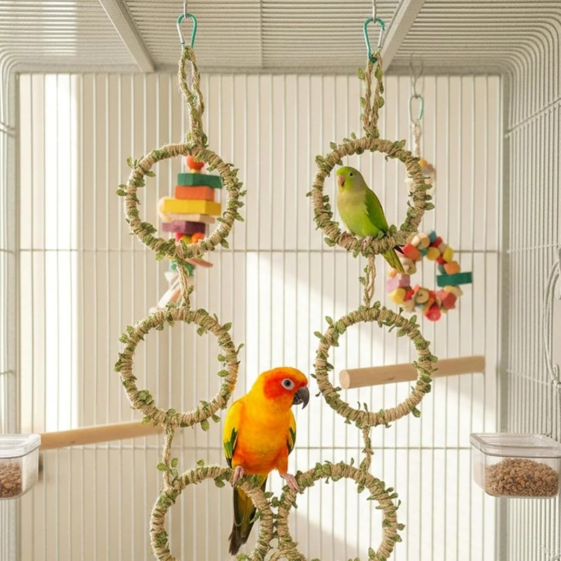 Snake Toy 38.4In Long Handwoven Twine Rope Rings Climbing Toy For Bird Cage Feeding Box Pet Terrarium Decoration 37JD