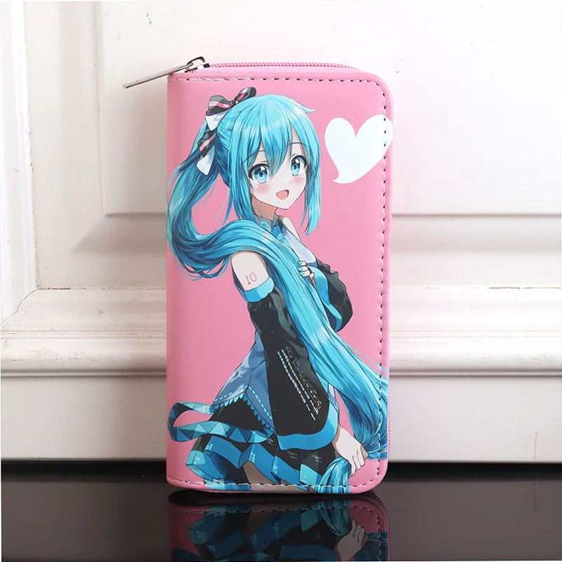 Hatsune Miku Coin Purse Kawaii Female Pu Leather Wallet Card Holder Cartoon Student Wallets Storage Bag Card Package Gifts