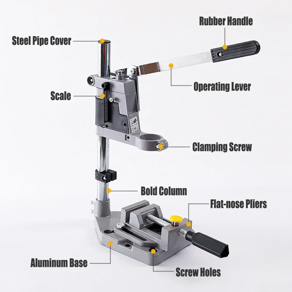 Imagem -04 - Multi-function Electric Drill Stand Carpintaria Perfuração Posicionamento Tabela Bench Drill Holder Mini Vice Alicatadores Bench Clamp