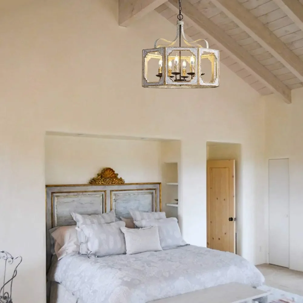 Creative American country French solid wood retro chandelier