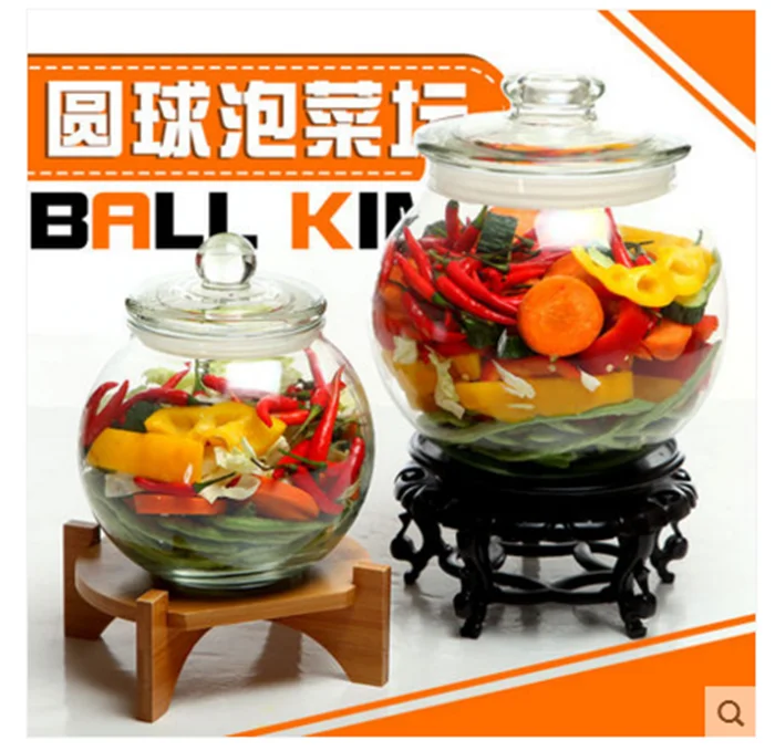 Pickle Jar Earthen Glass Bottle Sealed Pickling Storage Fermentation Barrel