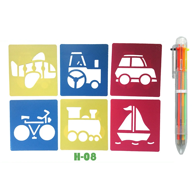 DIY Cartoon Shape Drawing Stencils for Educational Art