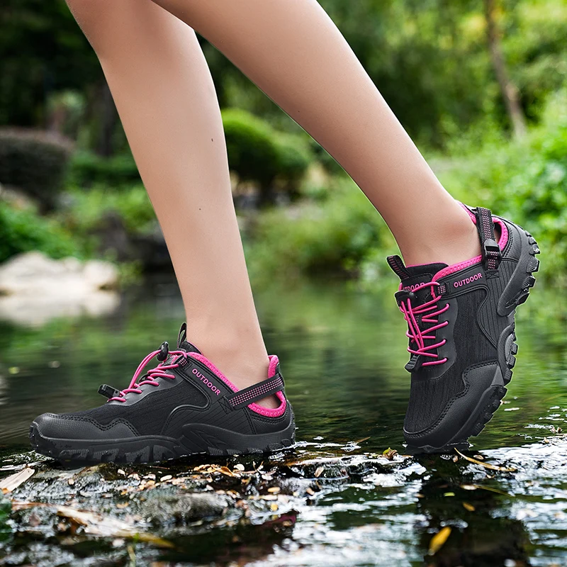 Zapatillas de senderismo transpirables a la moda para hombre, cómodas zapatillas antideslizantes para exteriores, zapatillas de deporte para mujer, zapatos de senderismo de malla para hombre y mujer