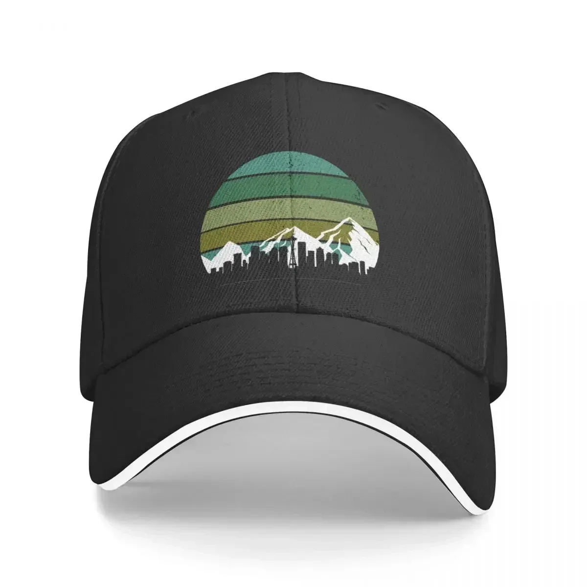 Retro Seattle Skyline with Mountains Baseball Cap Uv Protection Solar Hat Fashion Beach Brand Man cap Men's Luxury Women's