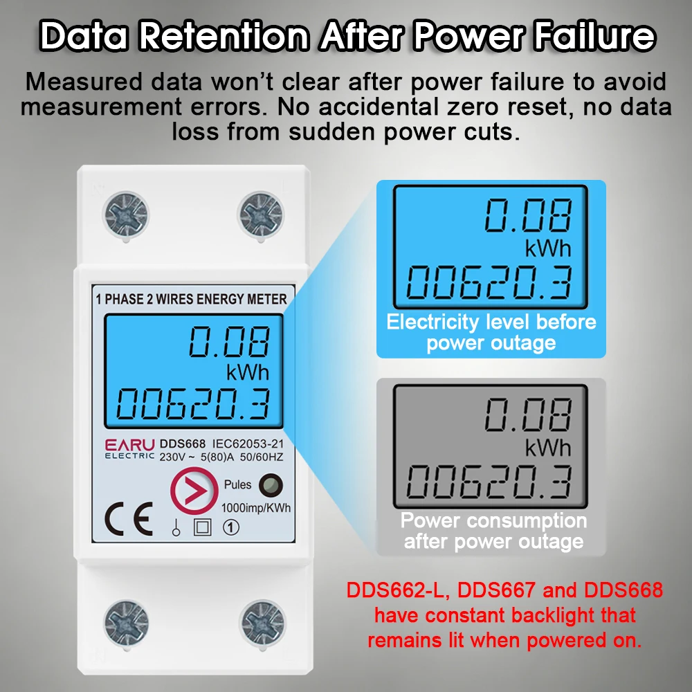 EARU AC 110V 230V Einphasiger Digitaler Energiezähler mit Nullstellungsfunktion kWh Spannung Strom Stromverbrauchszähler Elektrisches Wattmeter – Detail 9