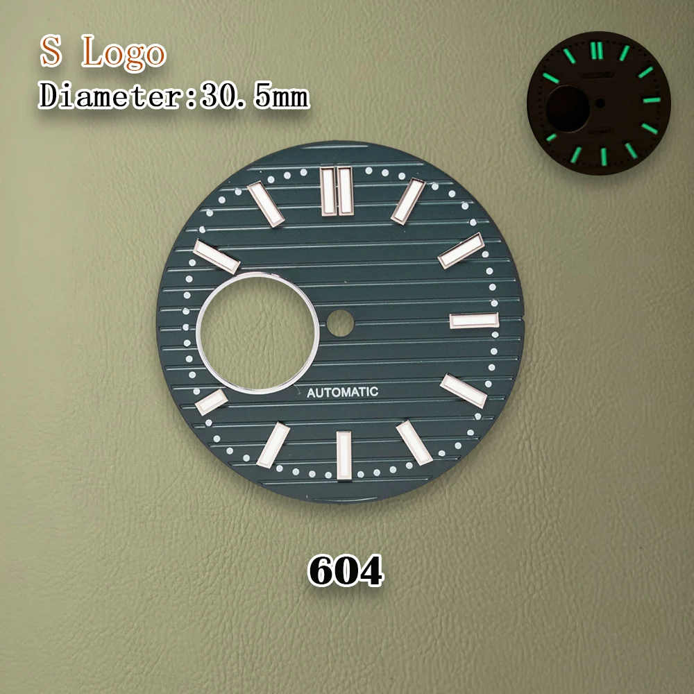 30.5 مللي متر S شعار Nautilu-s الاتصال الهاتفي الأسود الأخضر مضيئة مناسبة لحركة NH38 ساعة عالية الجودة تعديل إصلاح الملحقات