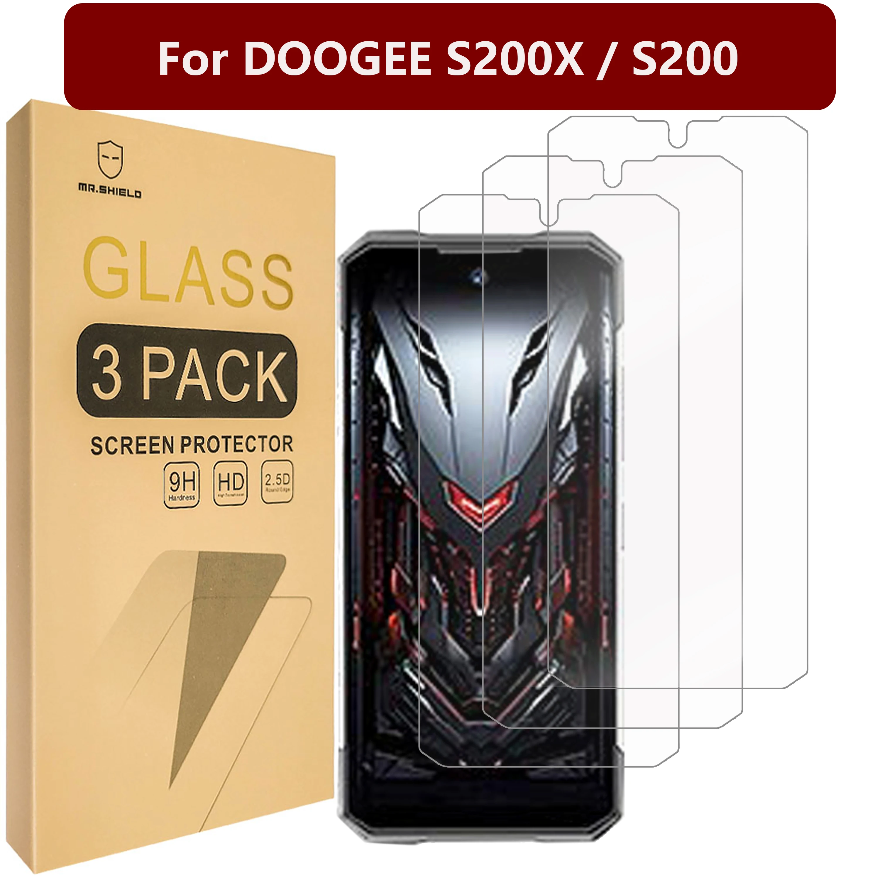 

Защитная пленка для экрана Mr.Shield, совместимая с DOOGEE S200X/S200 [Закаленное стекло] [3-PACK] [Японское стекло с твердостью 9H]