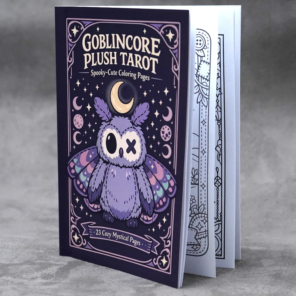 Libro para Colorear de Tarot de Spooky Cutie, Estética Goblincore, Ilustraciones Góticas de Terror para Aliviar el Estrés y Relajarse, Lindo y Espeluznante