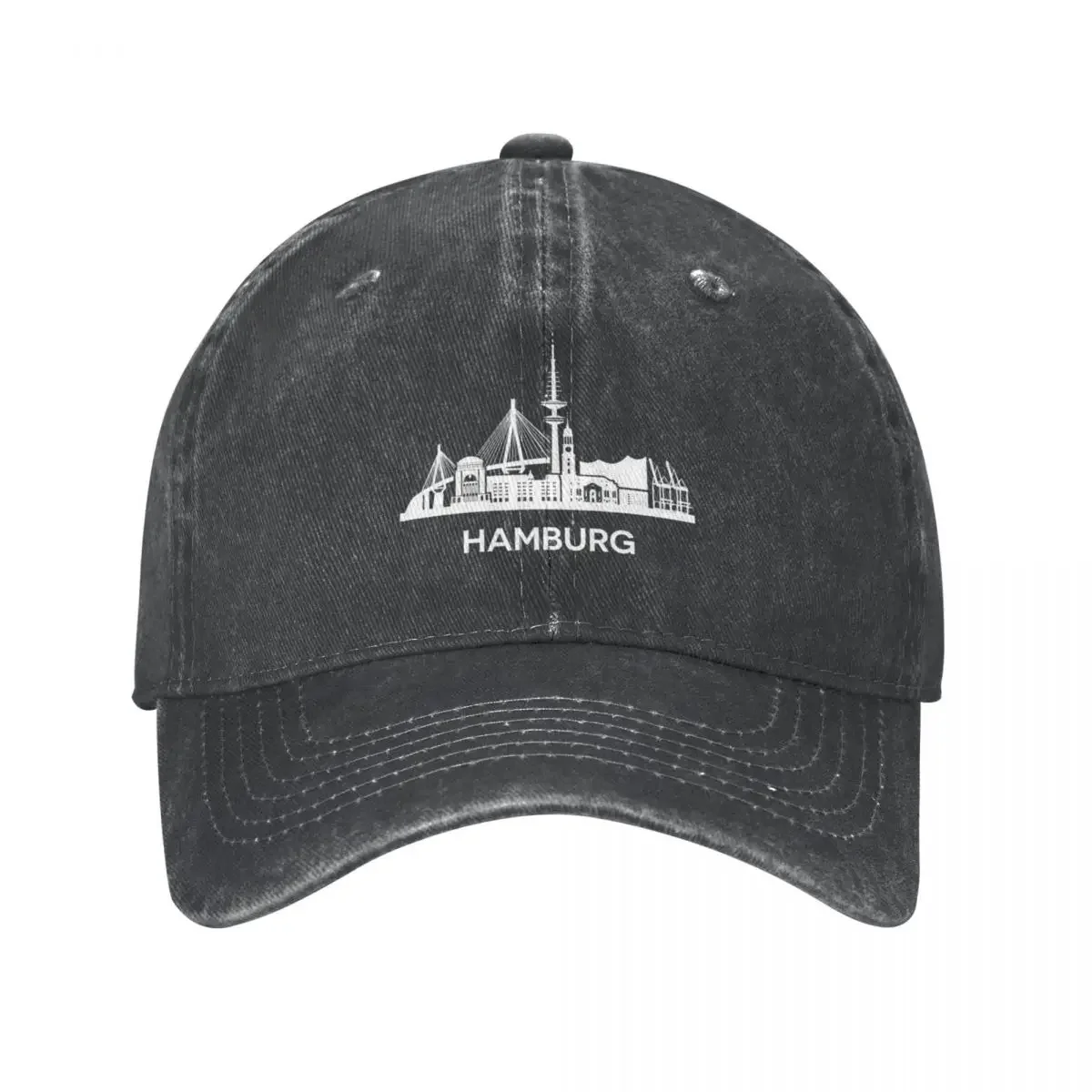 Hamburg City Skyline, extended version, white Cowboy Hat dad hat beach hat For Girls Men's