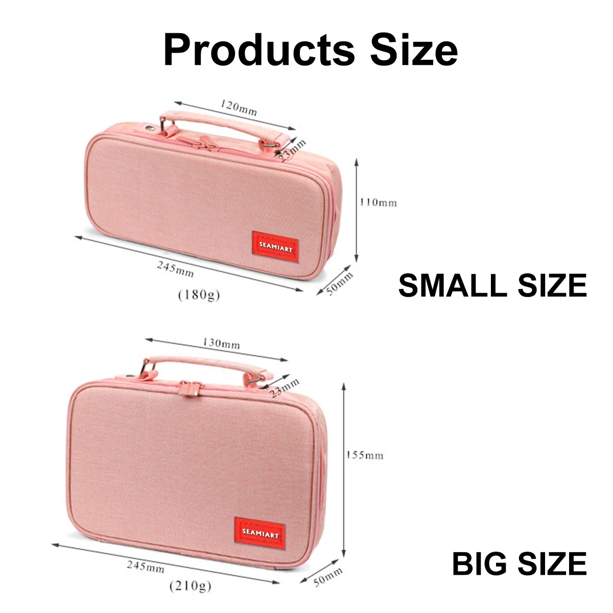 Seamiart 1pc Big Capacity Zipper Pencil Bag Multifunction Double Layer Pen Storage Bag Stationery School Pen Case Supplies