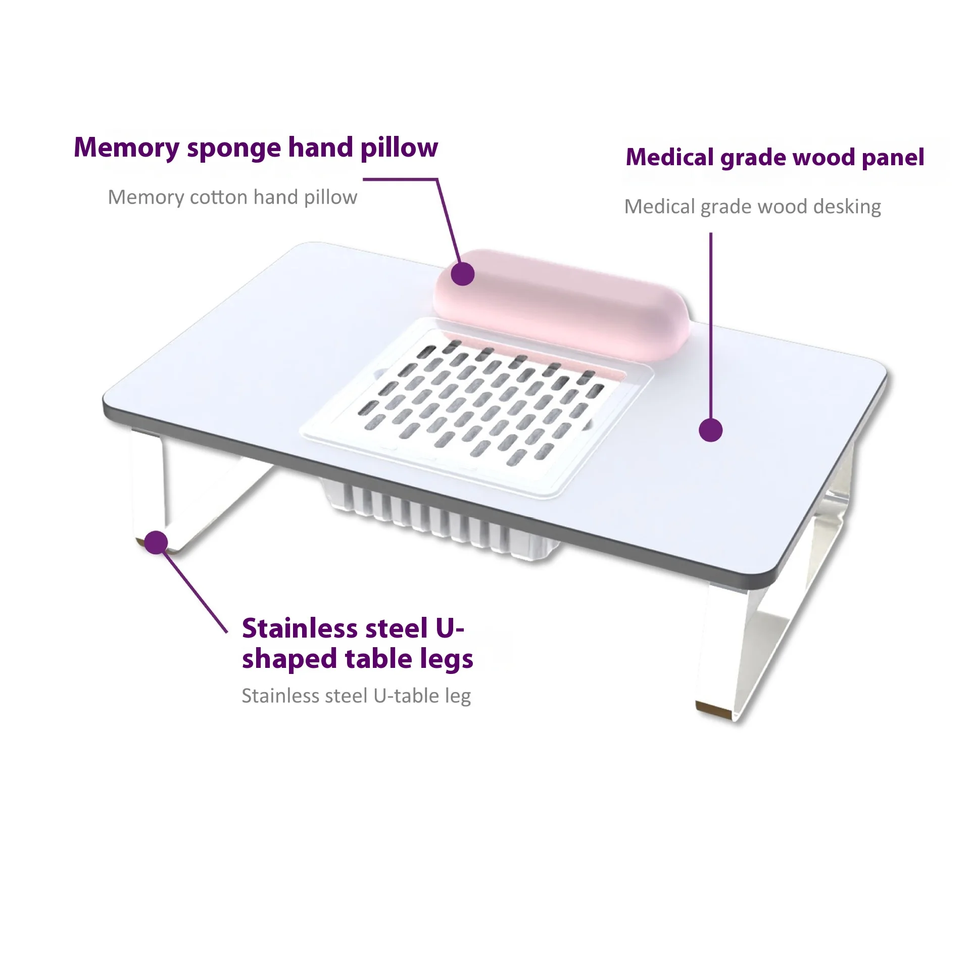 Professional Nail Beauty Table Portable Mini Nail Art Salon Home Use Stainless Steel Universal Voltage 110-240V Adjustable