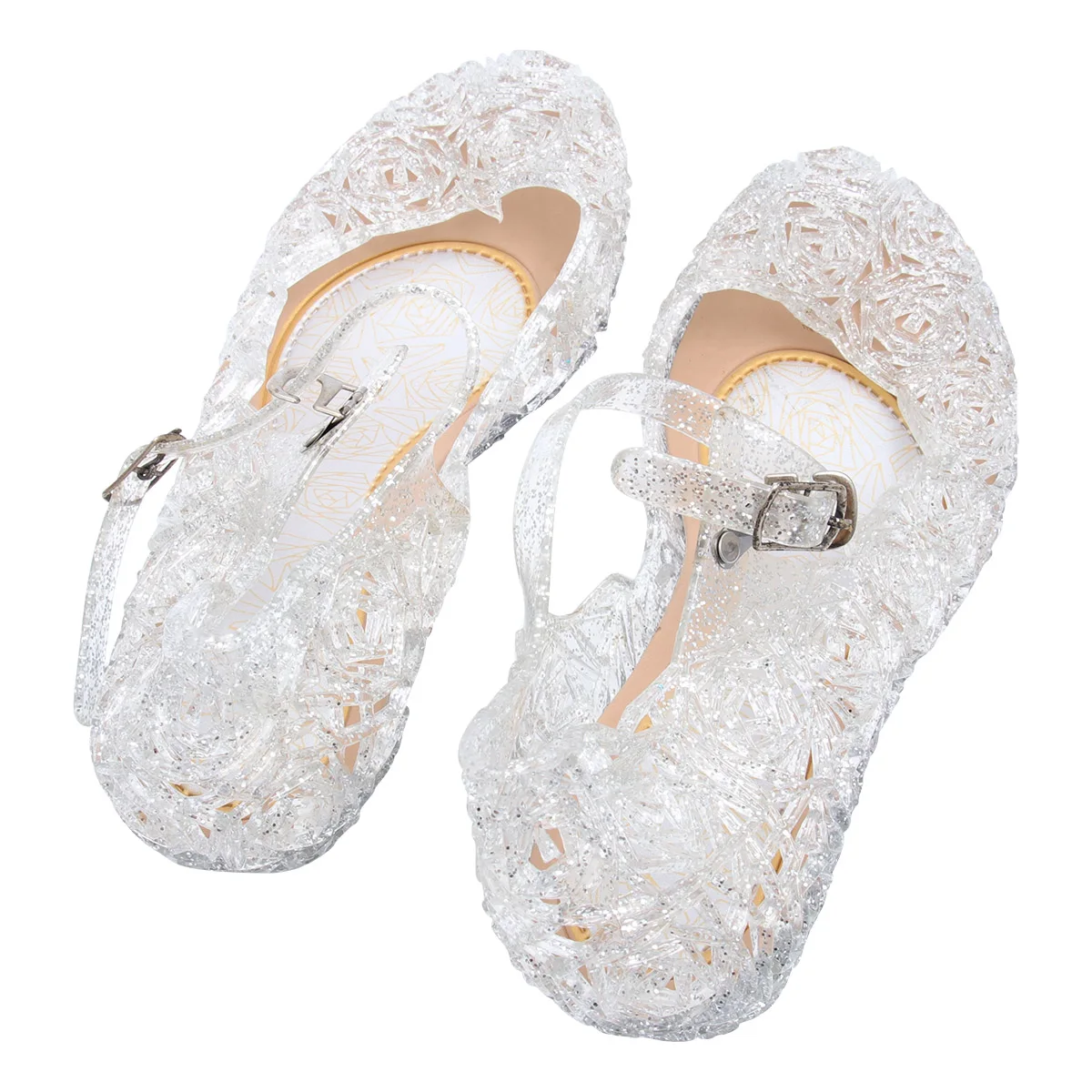 

1Pair Girls Sandals Summer Baby Girl Jelly Sandals Size 29 White Comfortable PVC Adjustable Strap Shoes for Dresses