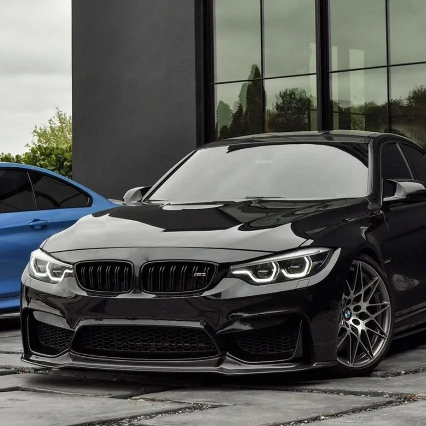 Wysokiej jakości do BMW F80 M3 F82 F83 M4 2015 do 2020 Spoiler przedniego zderzaka zestaw Splitter Body Splitter Body Balck wygląd włókna węglowego