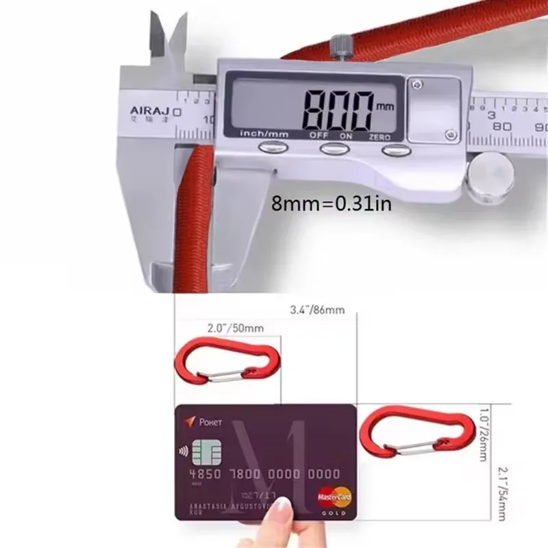 Robustes elastisches Seil, mehrere Größen, langlebig, tragbar, verschleißfest, mit Haken und Schlaufen, für Gepäckbindung, Fahrrad, Outdoor, Reisen, fester Gurt – Detail 6