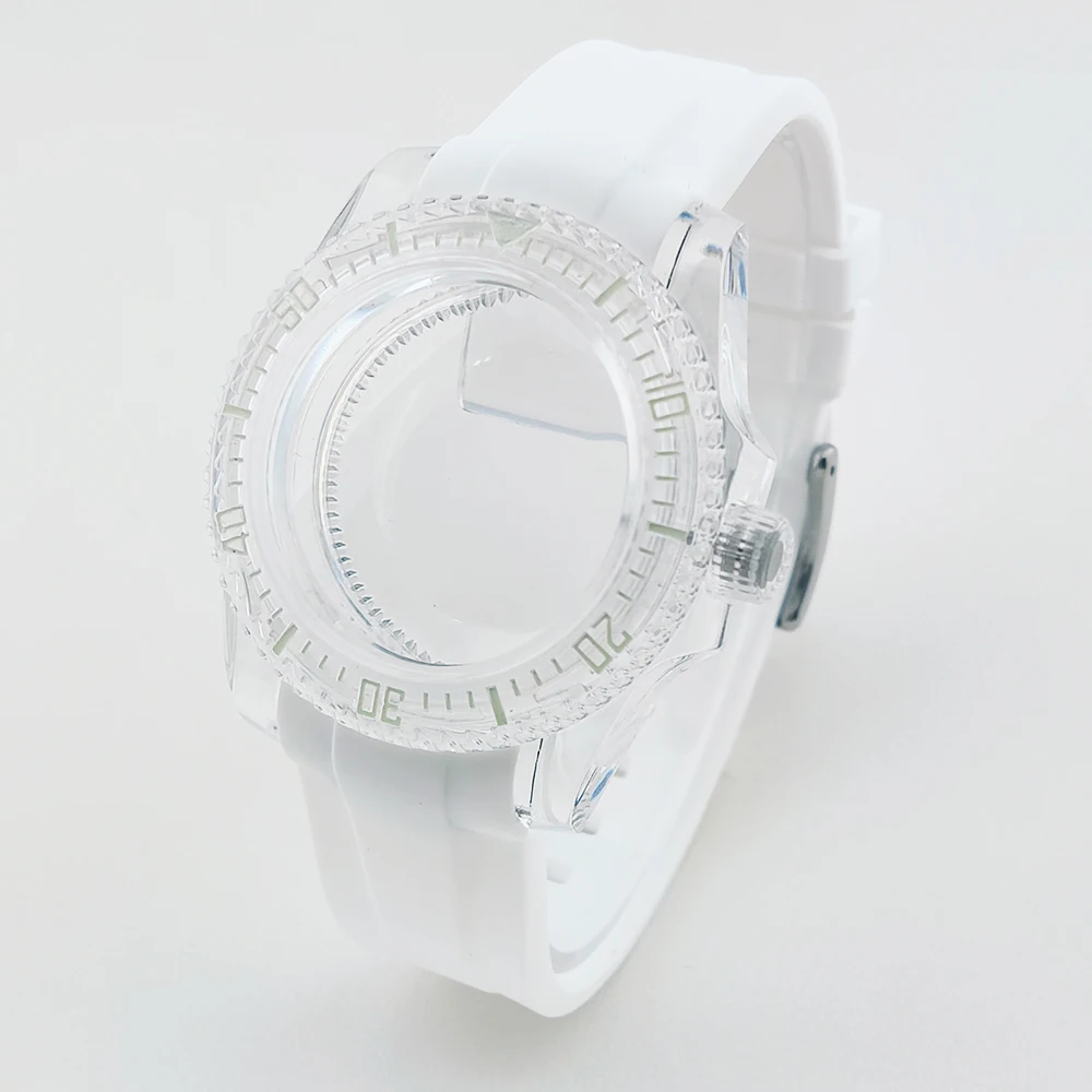 40mm Transparent Watch Case for NH35 Case Fit  NH35 NH36 Movement Repair Part One-way Rotation SUB Watch Cover Accessories