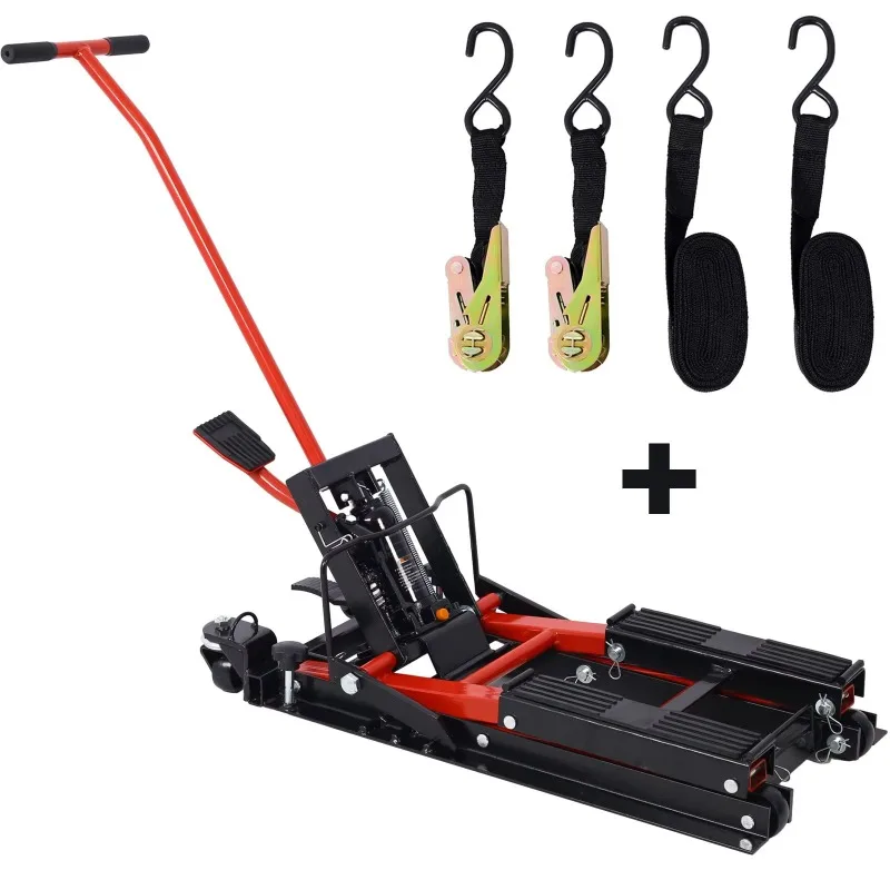 

2025 New StyleDB 1500 LBS Capacity Hydraulic ATV Scissor Lift Jack Portable 4-Wheel Motorcycle Lift Table With Rack & Stand