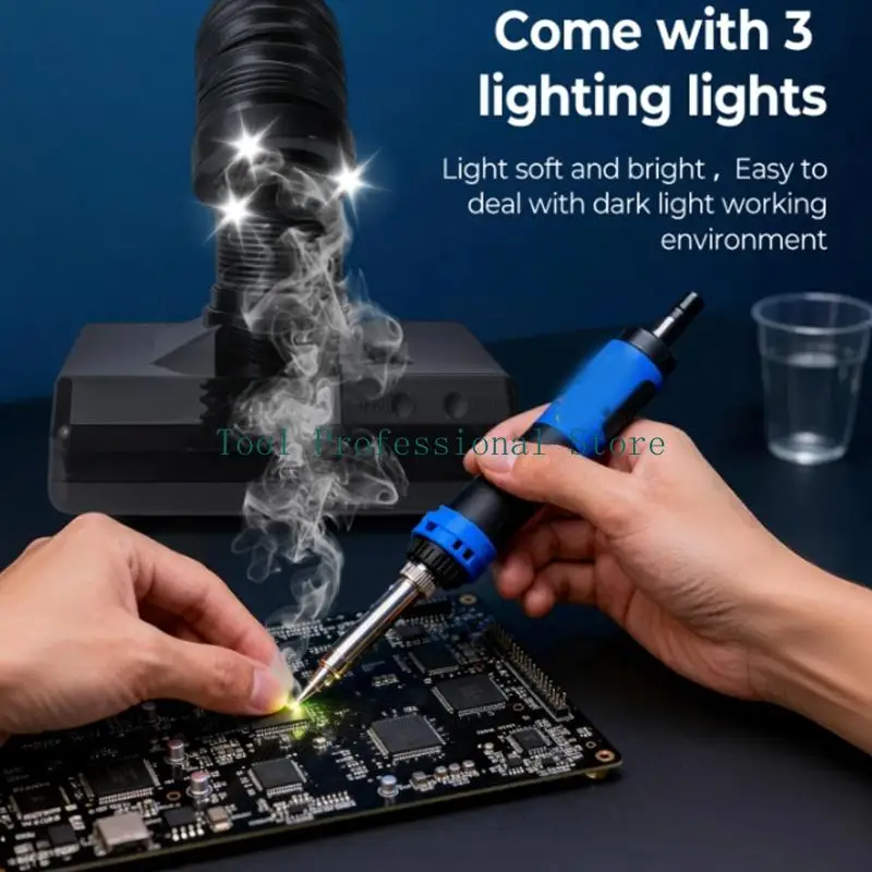 57QF 60W Soldering Fume Extractor With LED Light And Carbon Filter Sponge Fume Absorber For Safe Welding Work