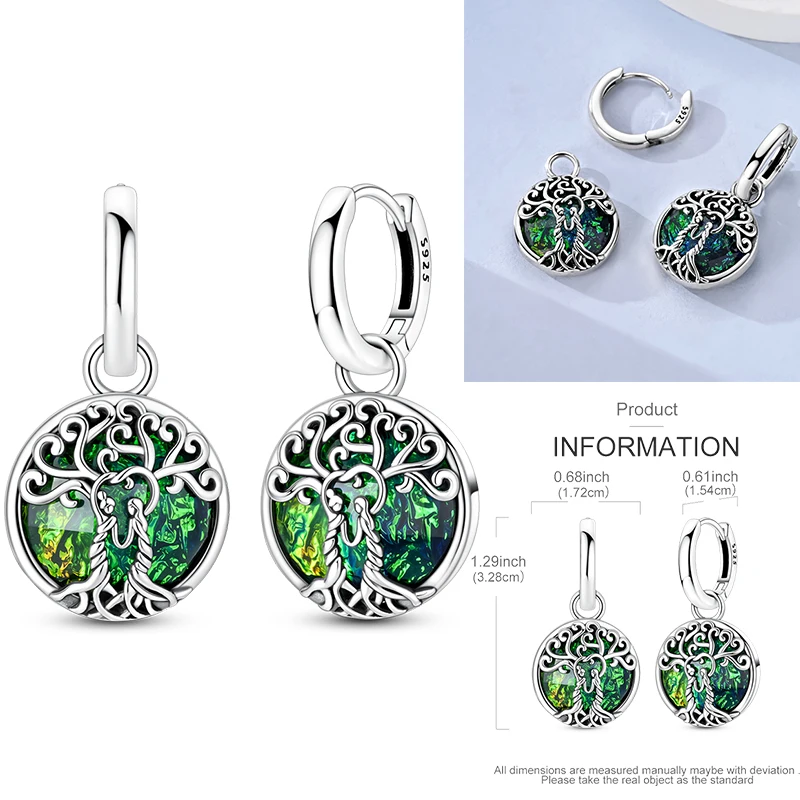 925 Sterling Silber Bunte Creolen Ohrringe mit Erdbeere, Libelle, Sonnenblume, Krabbe, Mantarochen und Lebensbaum als Geburtstagsgeschenk für Frauen – Detail 40