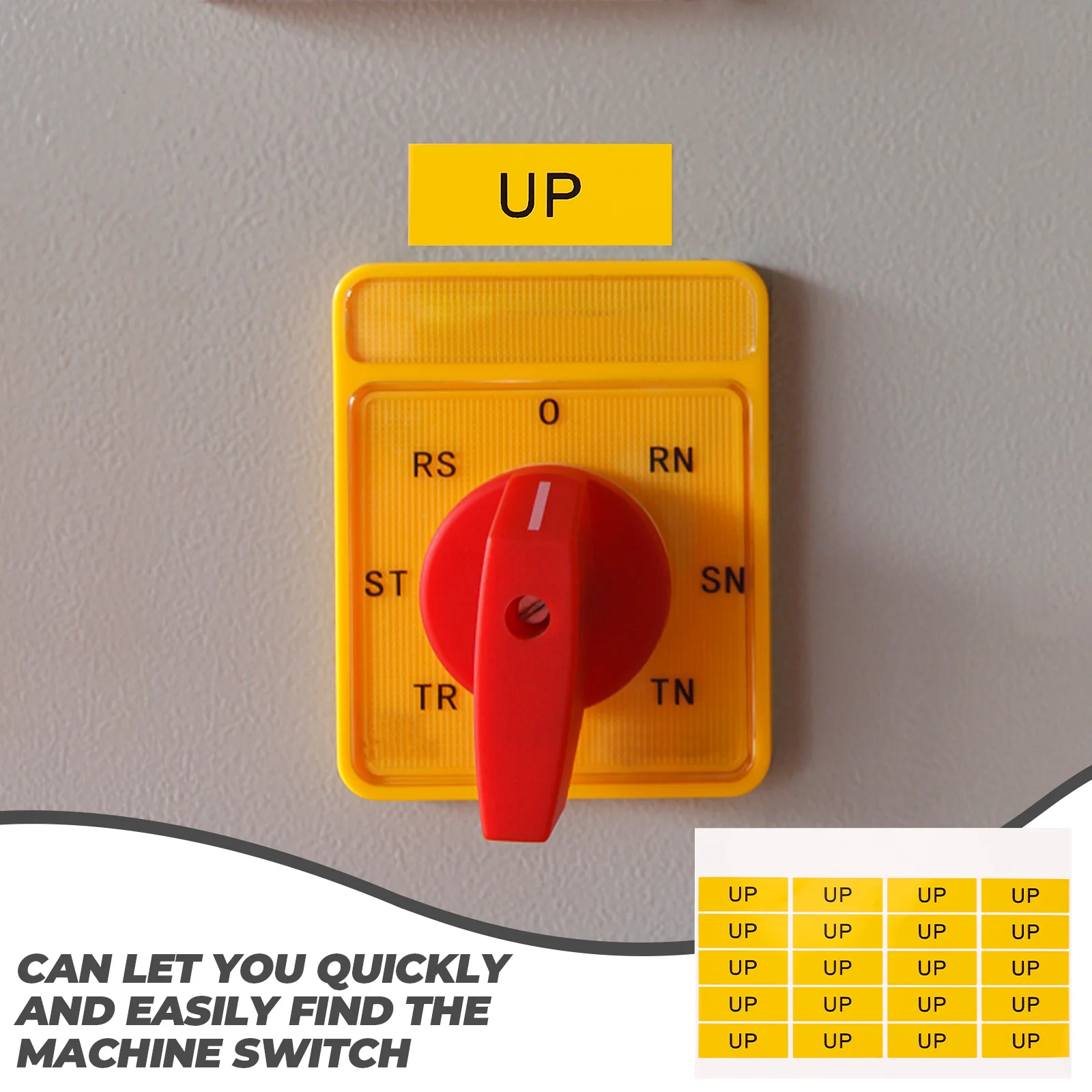 

20 Pcs PVC Stickers Home Machine Warning Labels Reflective Safety Sign Device UP Button Label Stickers for Office