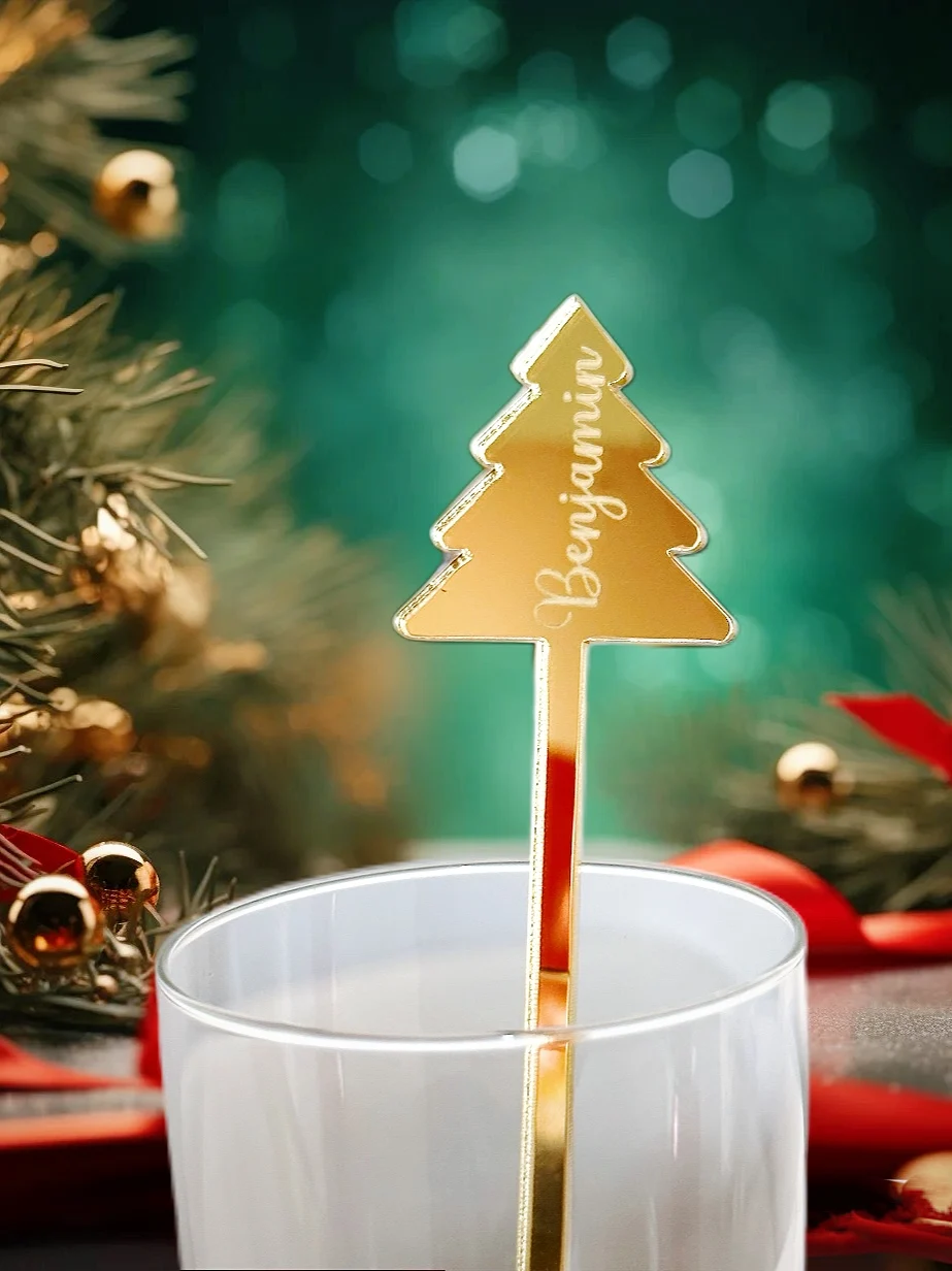 Christmas Acrylic Drink Tags, Drink Charm, Cocktail Toppers, Party Decor, 20 Pcs, 40 Pcs, 80Pcs