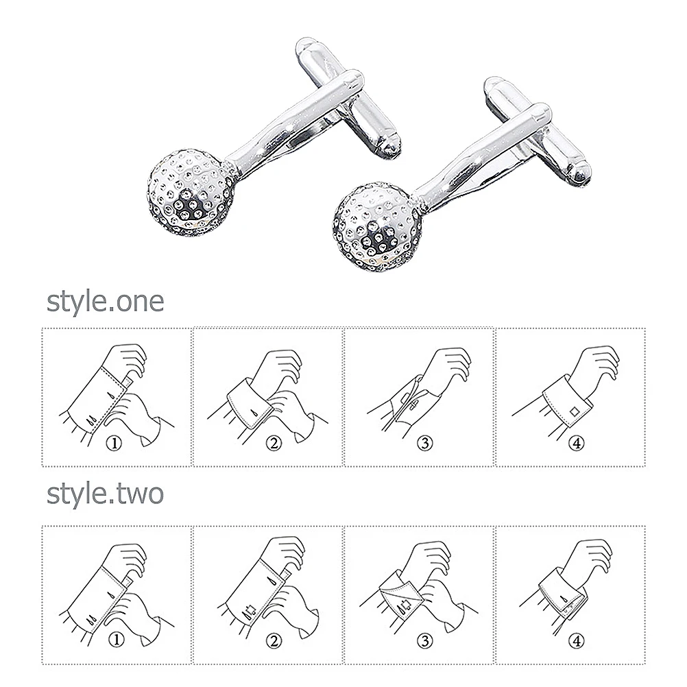 銅ボールカフスリンク耐久性のある軽量ビジネススリーブボタン男性用電着光沢のある金属カフスゴルフスリーブ