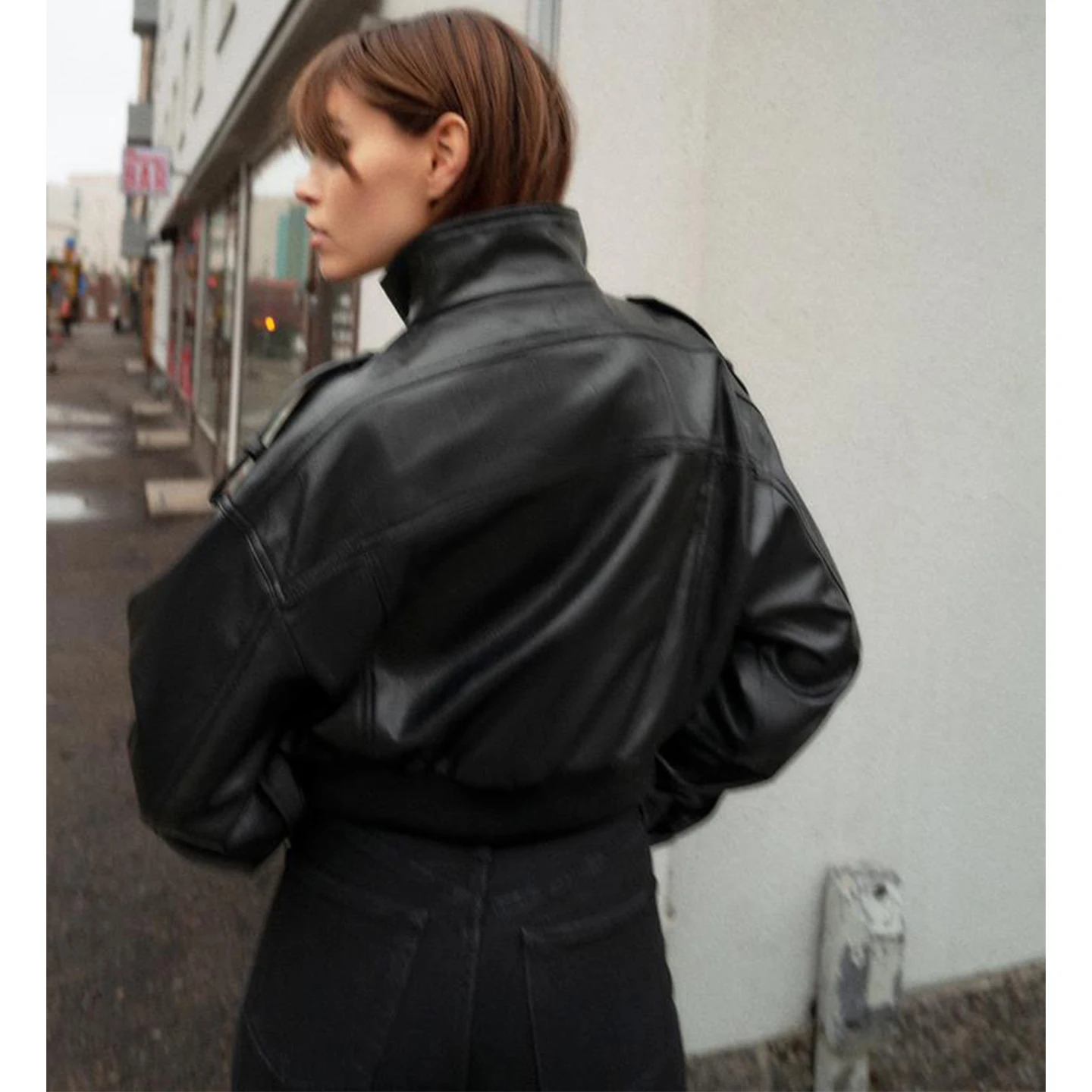 عارضة طويلة Sve سستة بو الجلود Jaet المرأة الخريف الشتاء جديد وصول مربوط معطف الترفيه Sle ort طول