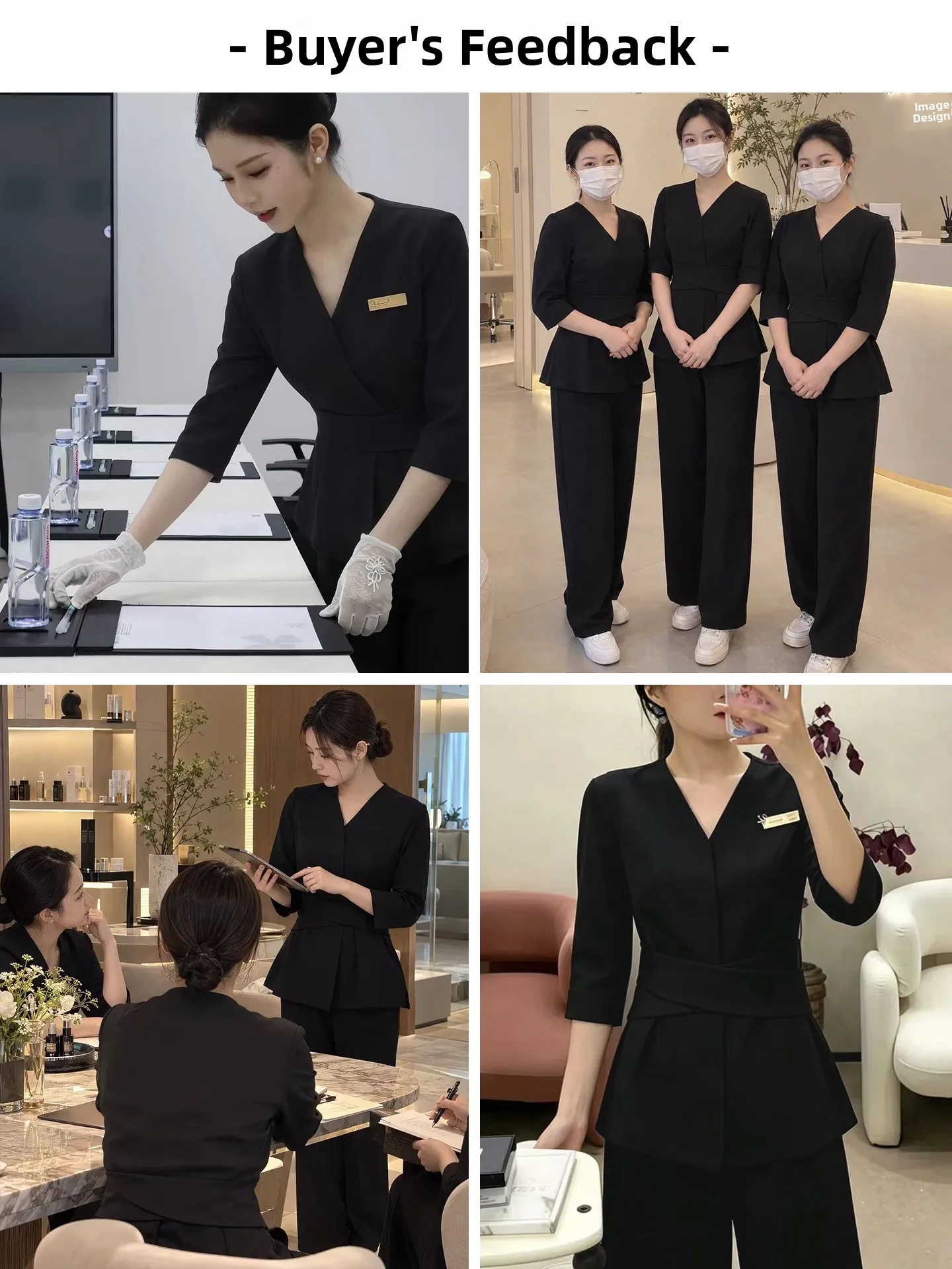 Elegant Short Sleeve Beauty Salon Uniform Set for Women High End Aesthetic Casual Style Polyester Spandex Adult Summer Workwear