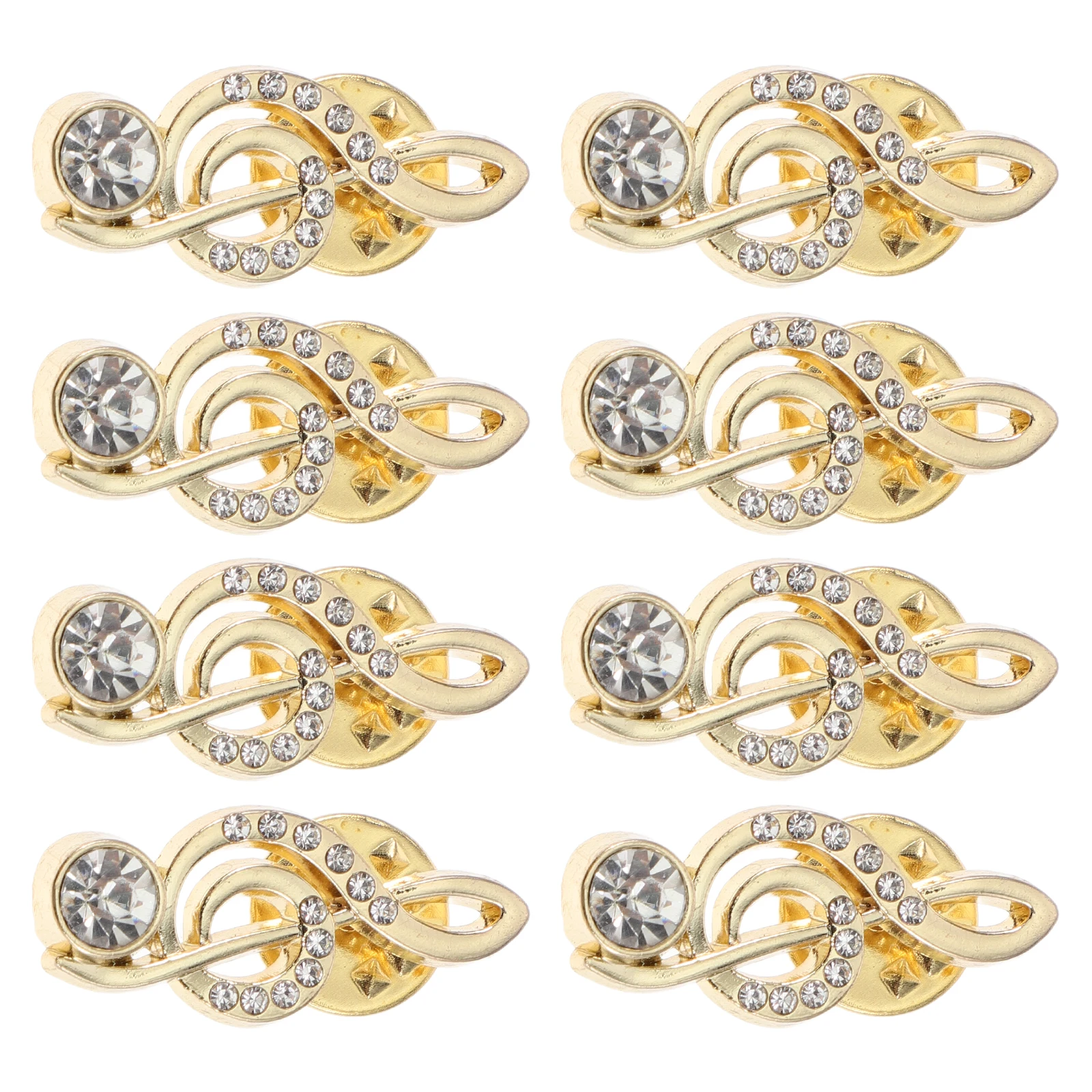 

8pcs Rhinestone Music Note Brooches Treble Clef Artistic Lapel Pins Korean Fashion Lightweight Clothing Brooch Scarf Suit